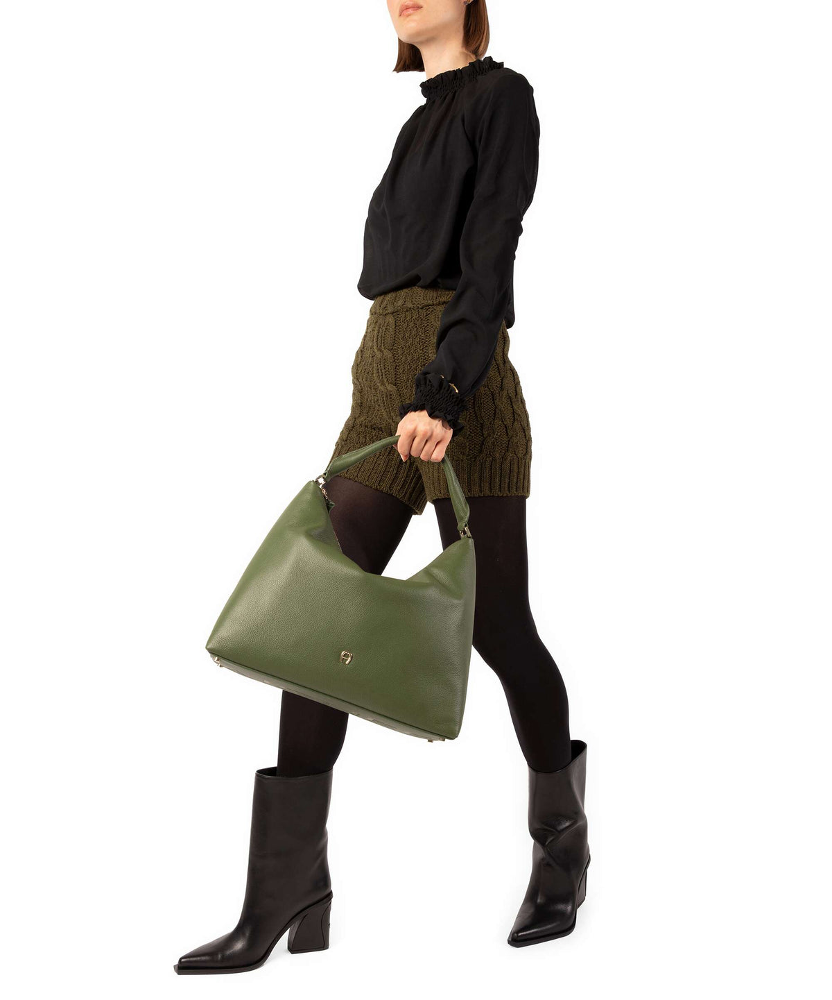 Aigner Zita M Hobo bag dark olive
