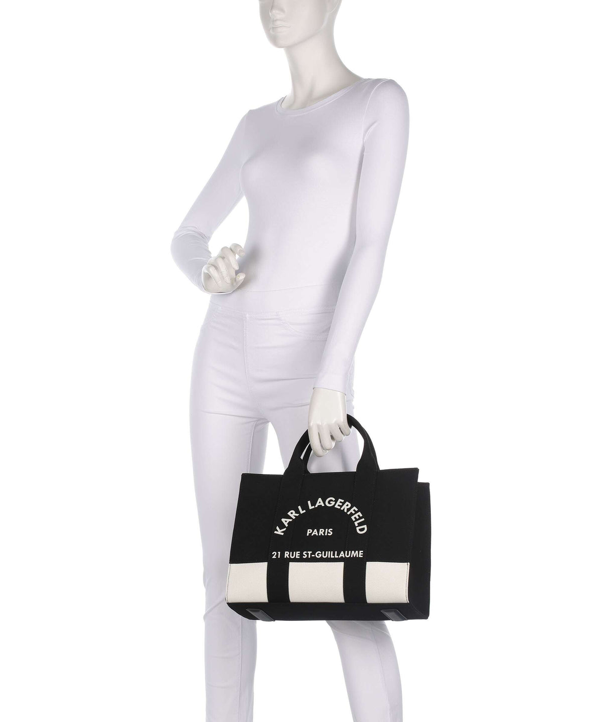 Karl Lagerfeld K/Rue St Guillaume Medium Handbag cannoli cream/black