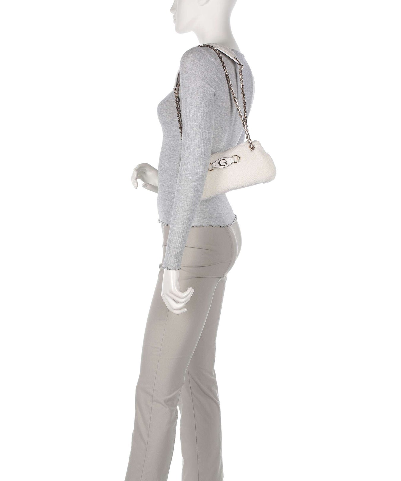 Guess Aslia Shearling Shoulder bag white