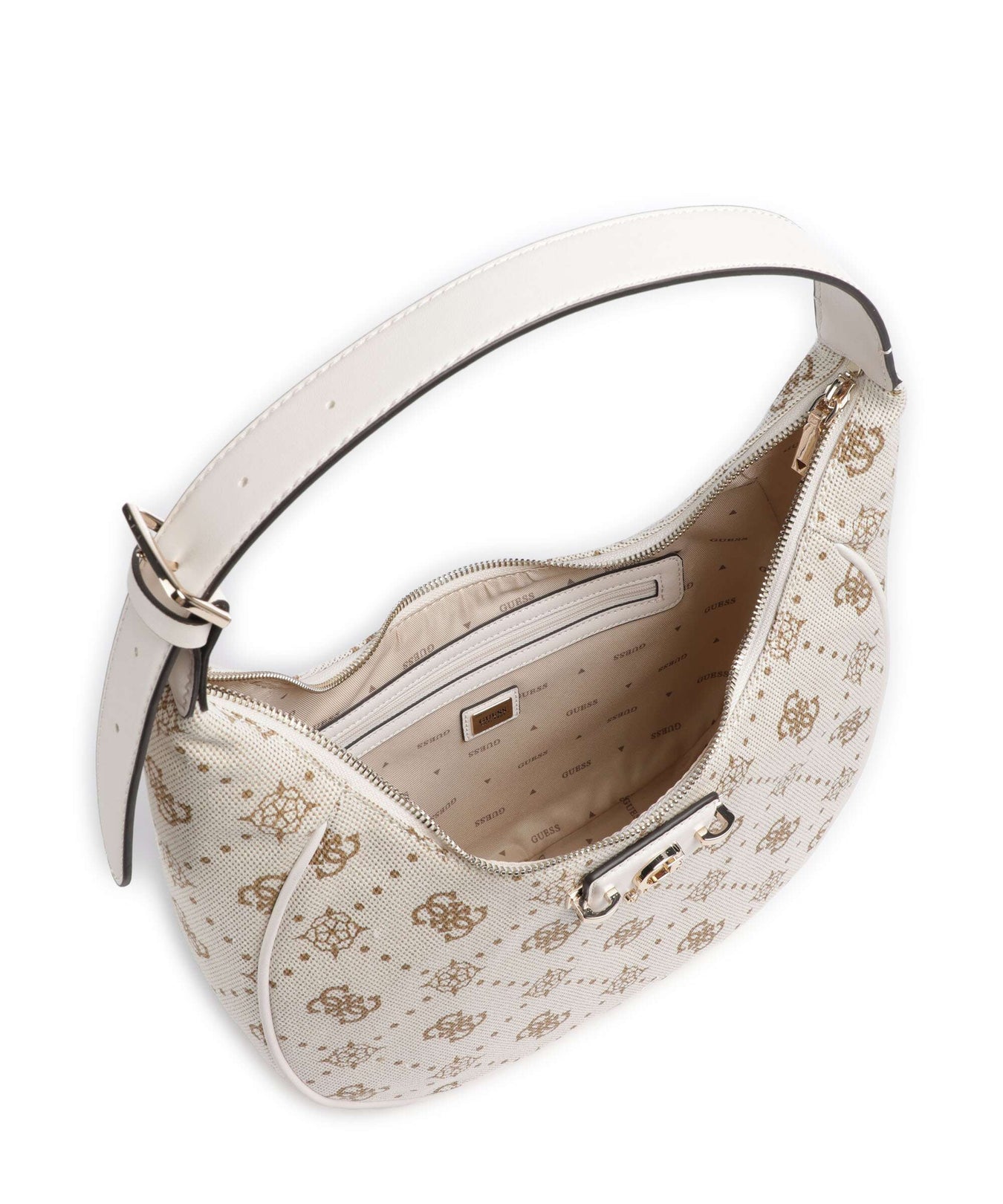Guess Neda 4G Peony Logo Hobo bag offwhite logo
