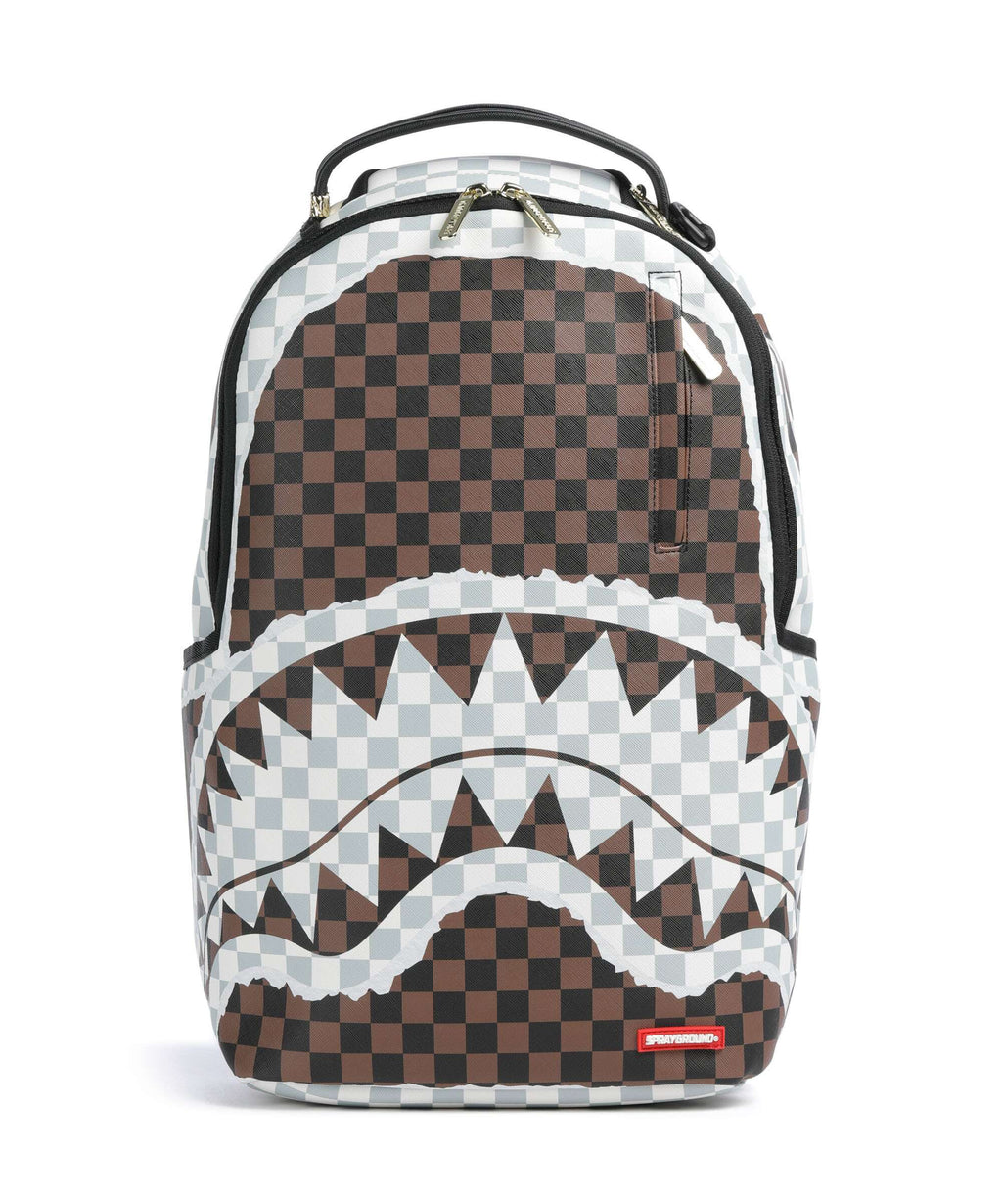 Sprayground Cream And Brown Tear Check Backpack multicolour