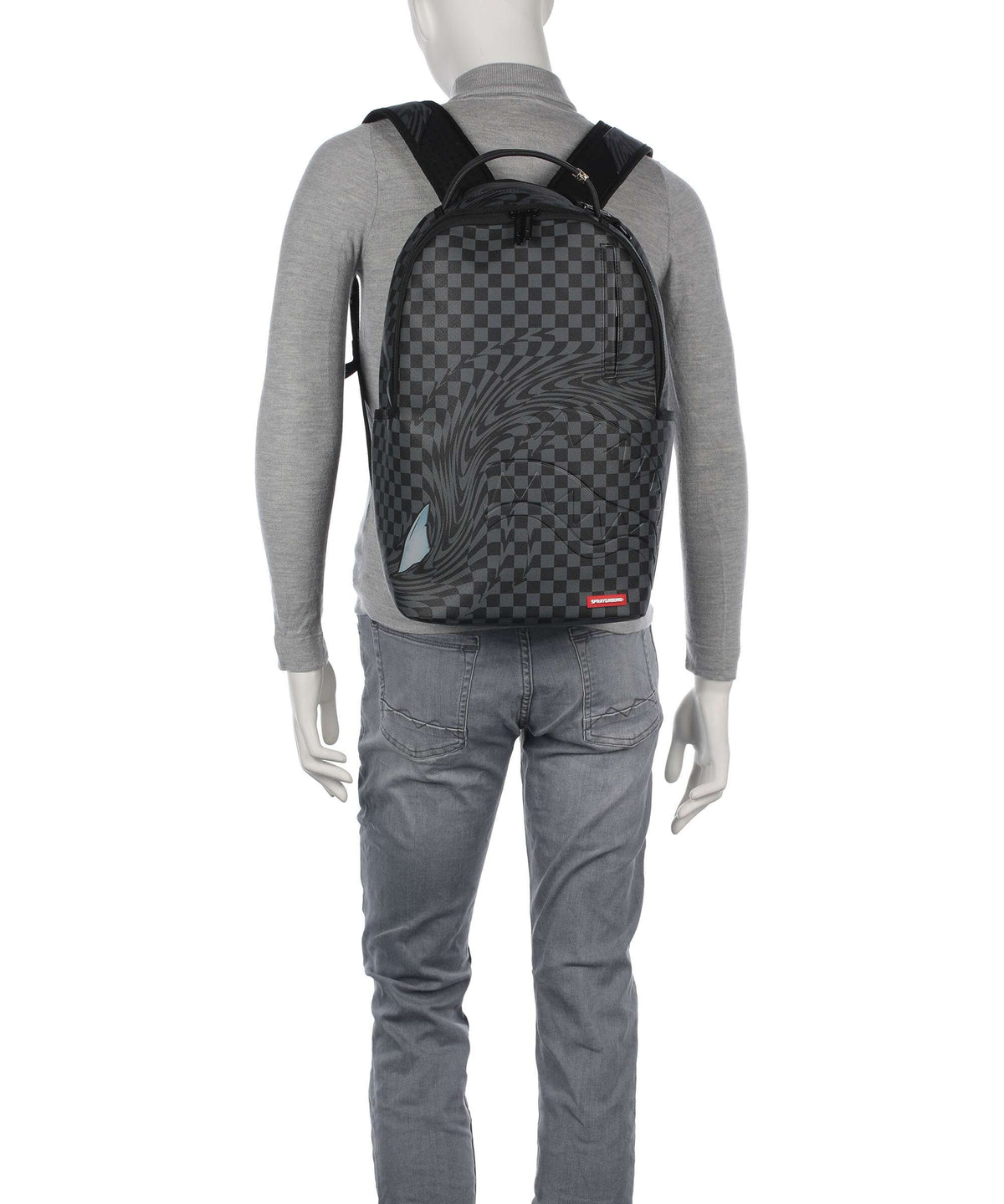 Sprayground Checker Shark Trail Backpack black/gray
