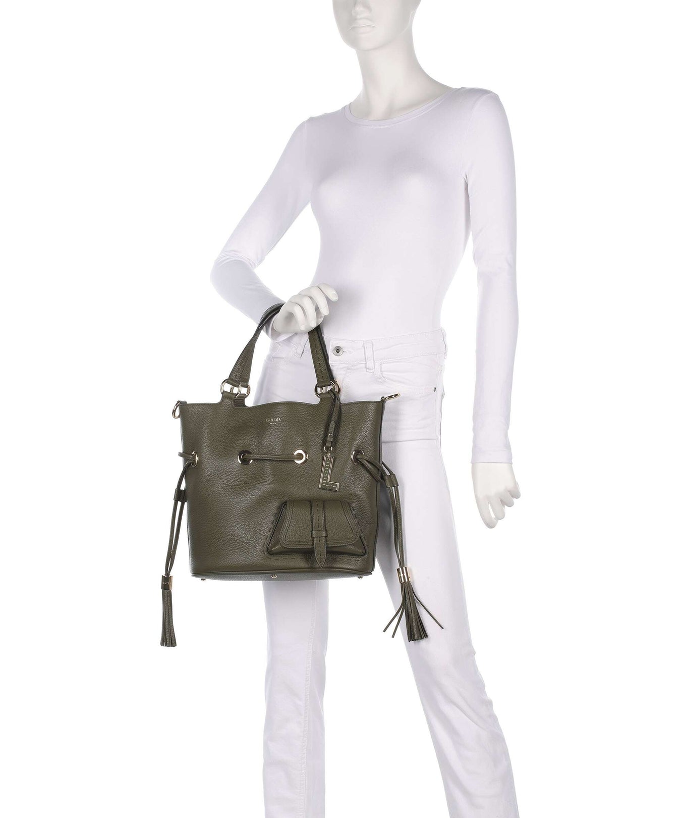 Lancel Premier Flirt M Bucket bag dark khaki