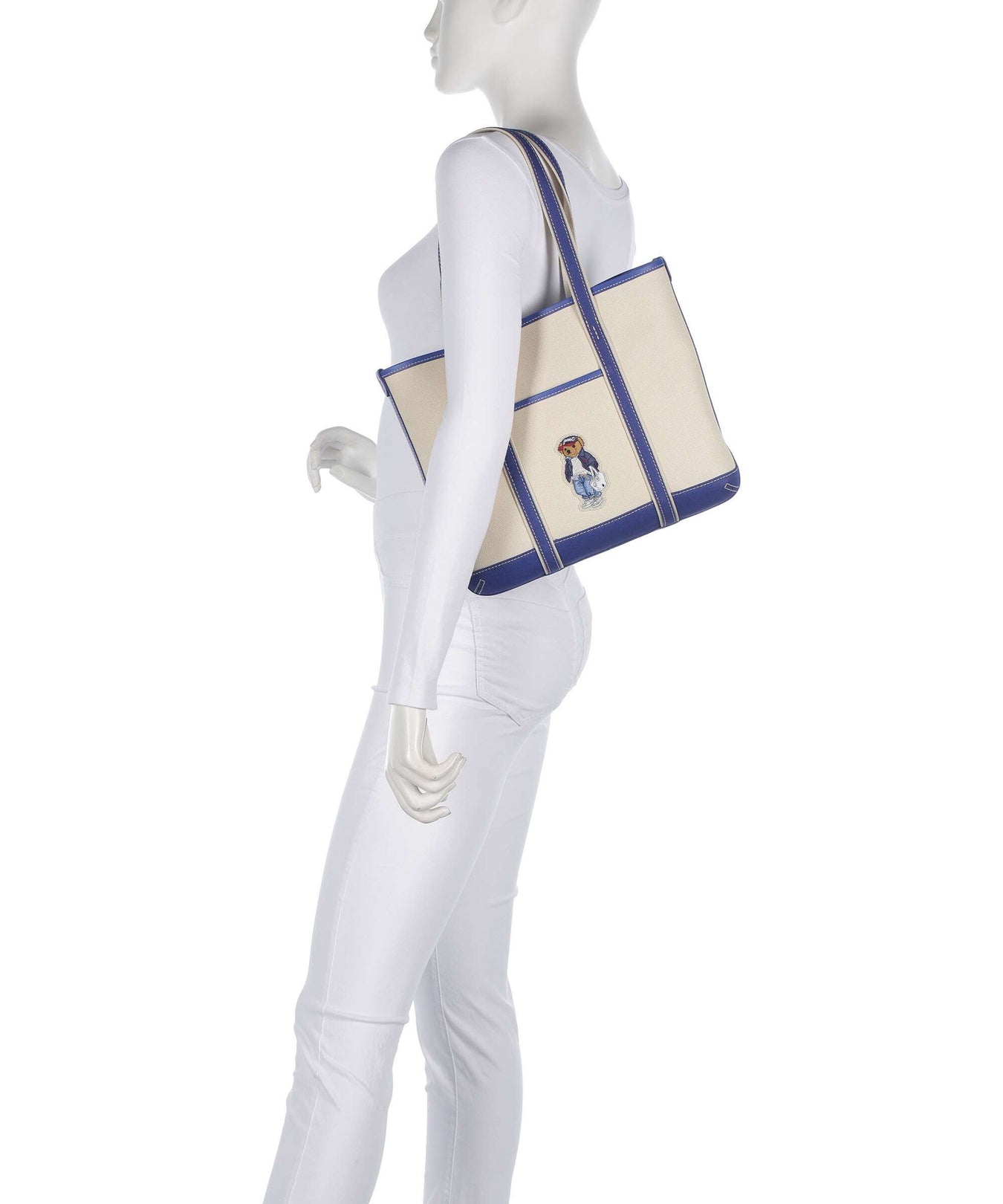 Polo Ralph Lauren Bear Spring Tote bag ecru/ indigo sky