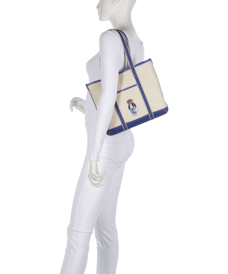 Polo Ralph Lauren Bear Spring Tote bag ecru/ indigo sky