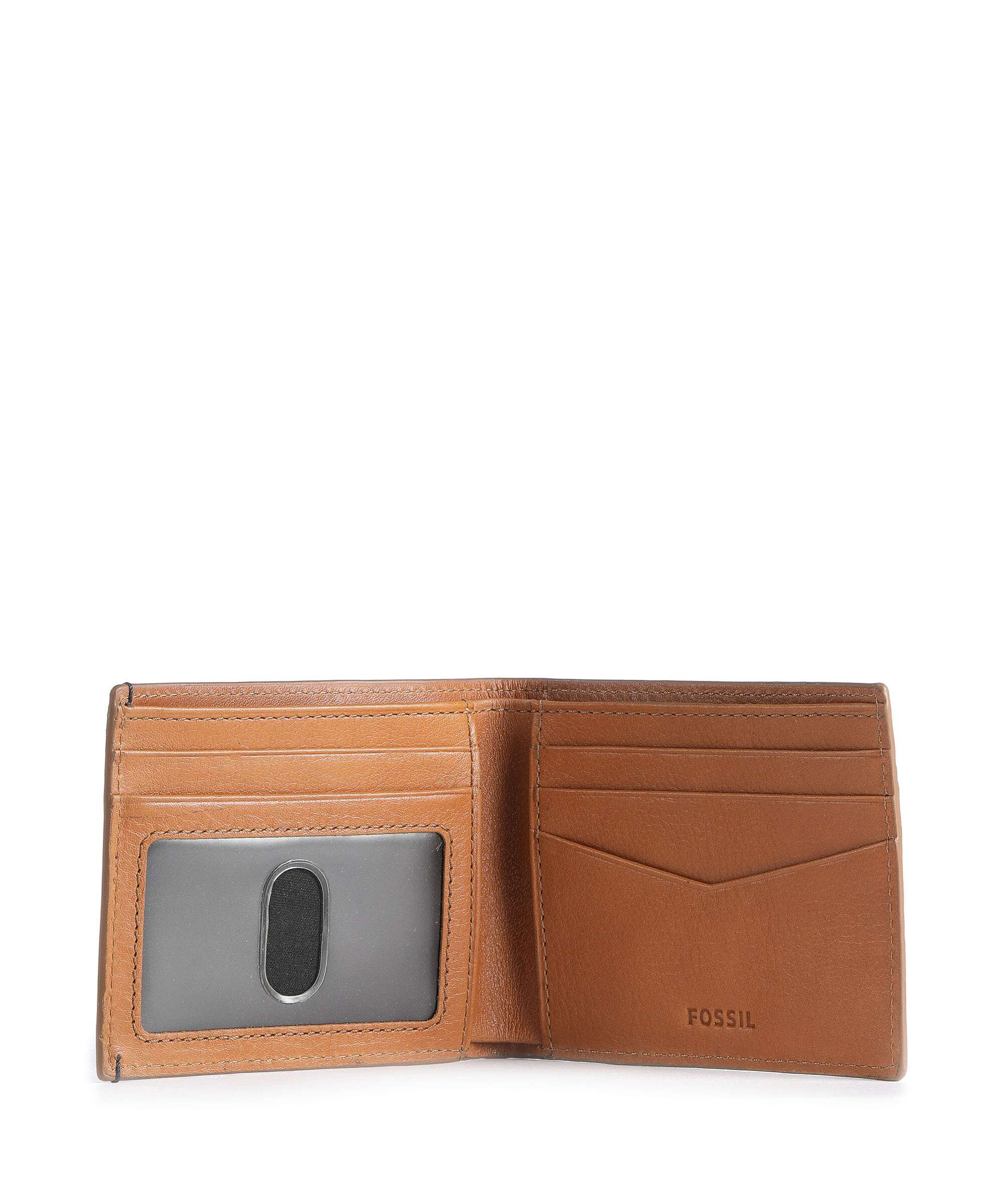 Fossil Bronson Bifold Credit card holder camel plaid emboss