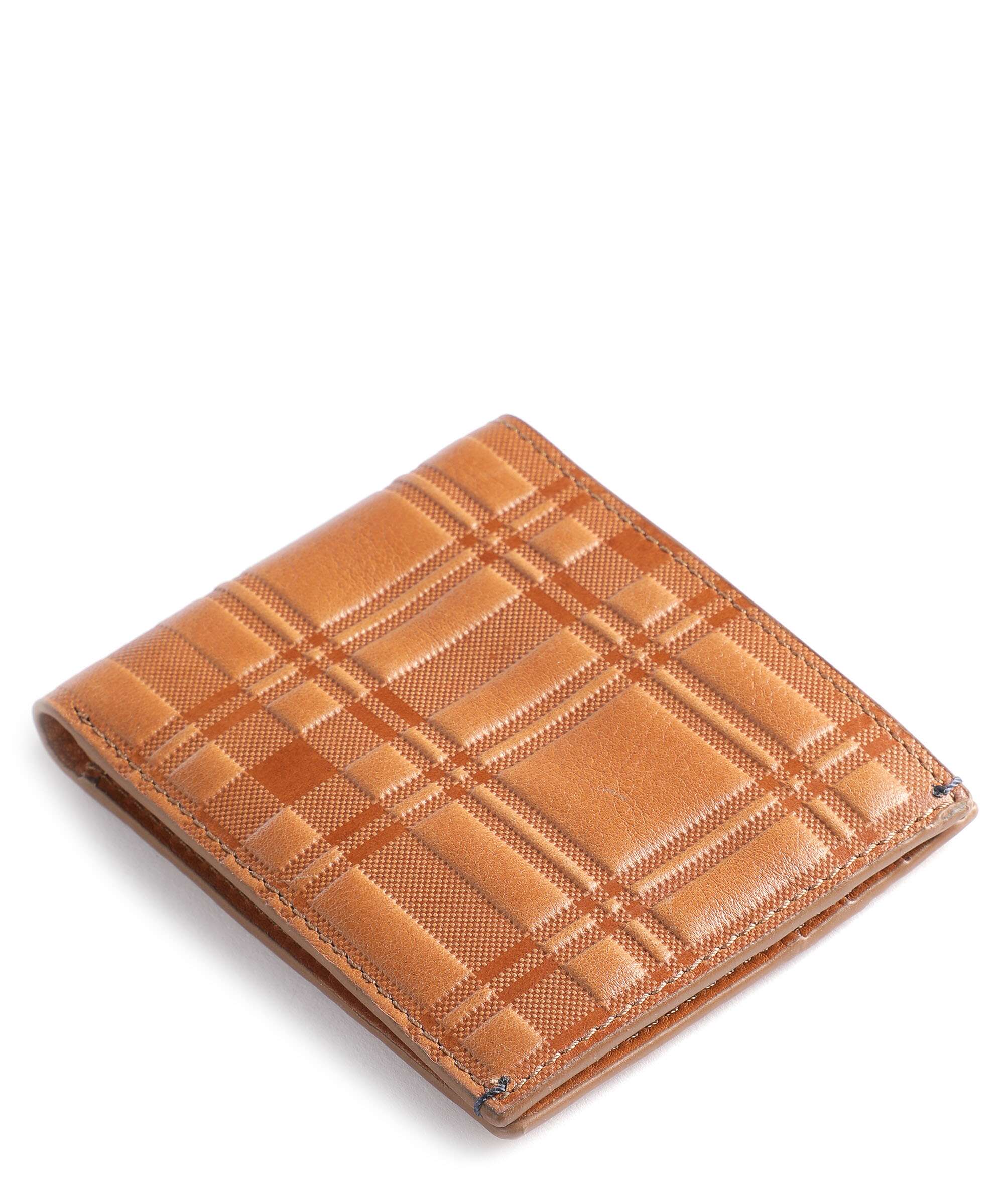 Fossil Bronson Bifold Credit card holder camel plaid emboss