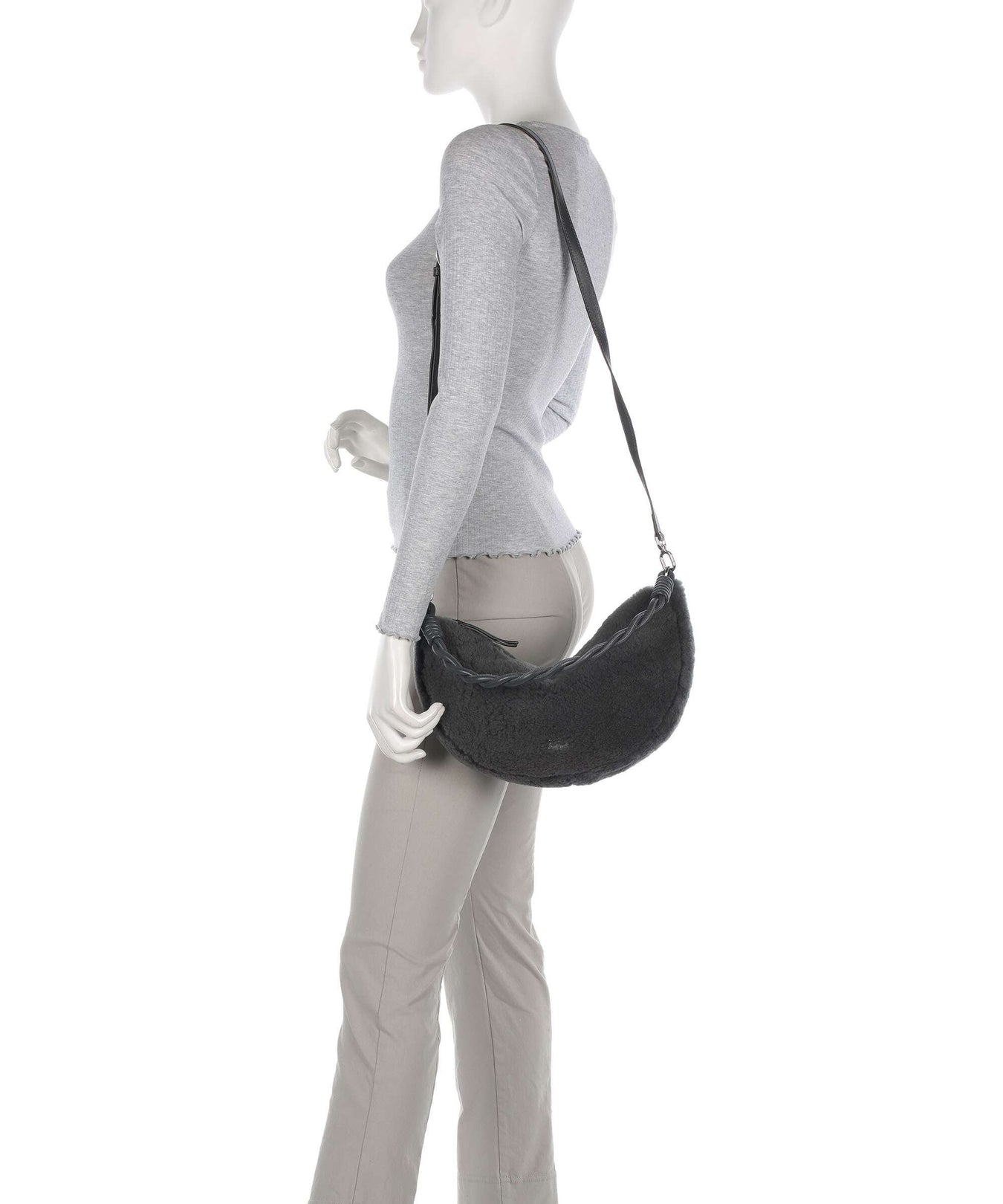 Abro Shearling Moon Shoulder bag grey