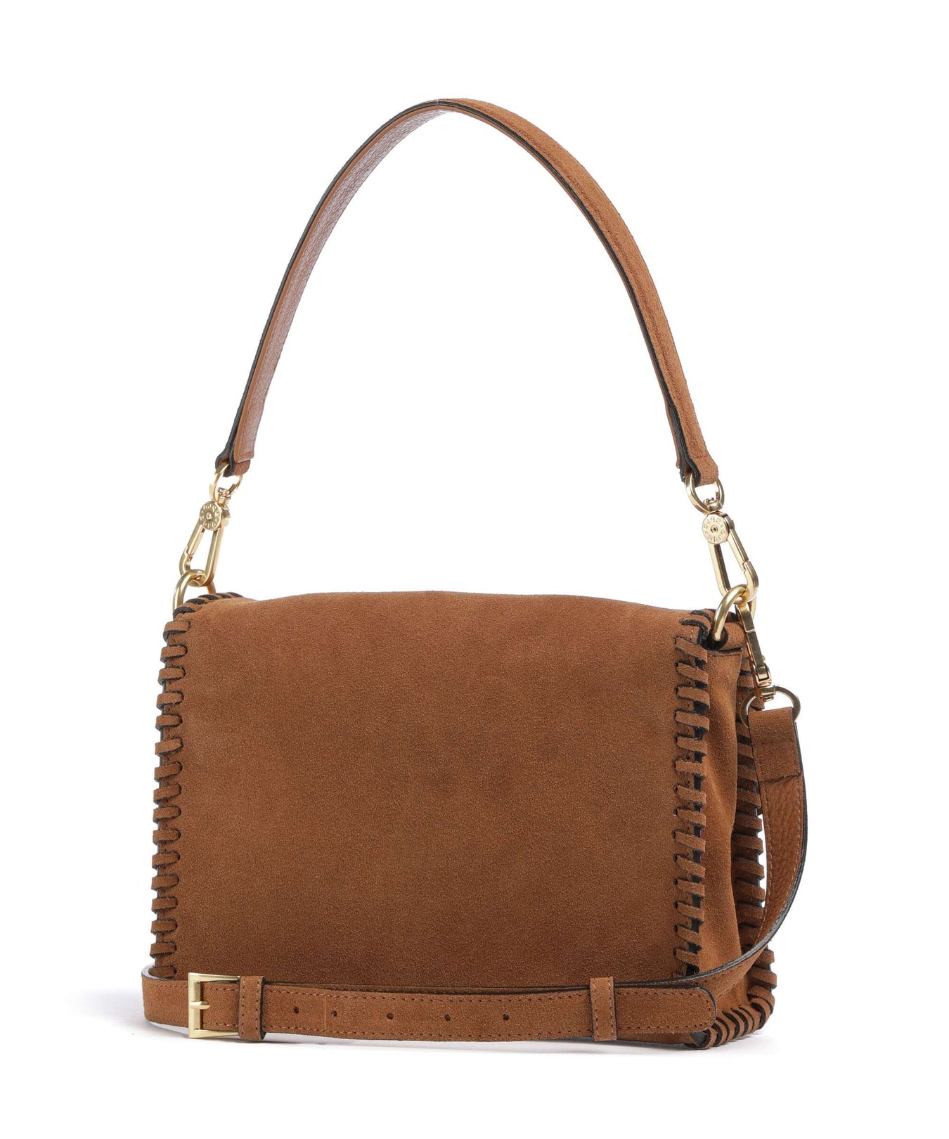 Abro Suede Temi Stitch Shoulder bag cuoio
