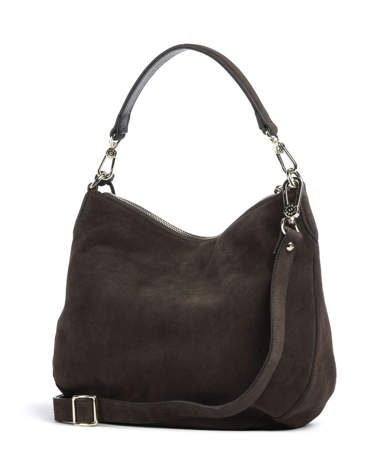 Abro Suede Juna Small Hobo bag dark brown