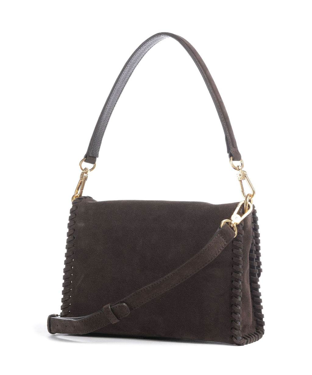 Abro Suede Temi Stitch Shoulder bag dark brown