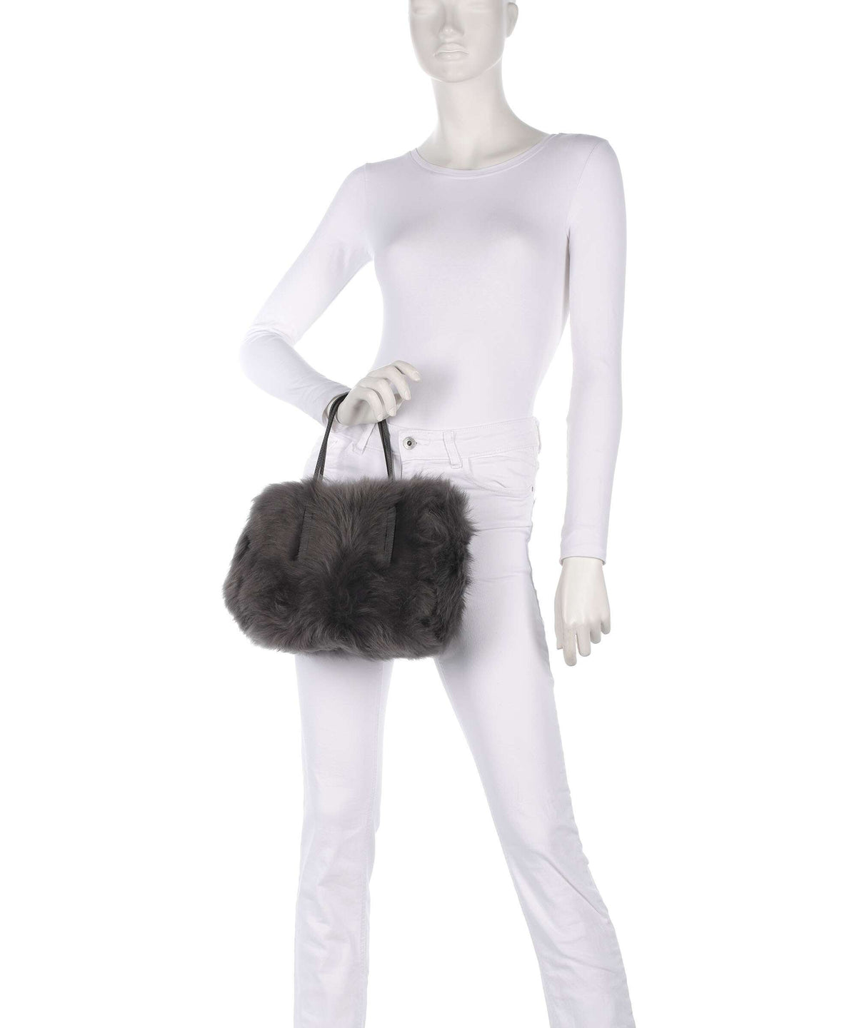 Abro Shearling Noelle Handbag grey