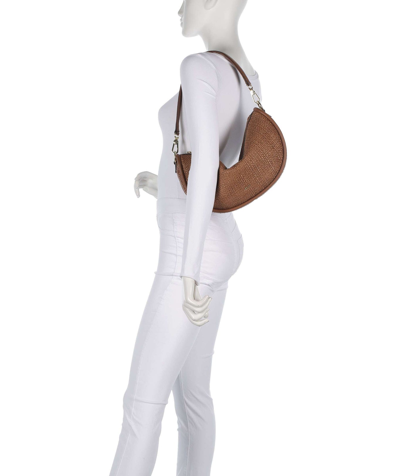 Abro Raffia Intreccio Willow Shoulder bag caramel/cognac