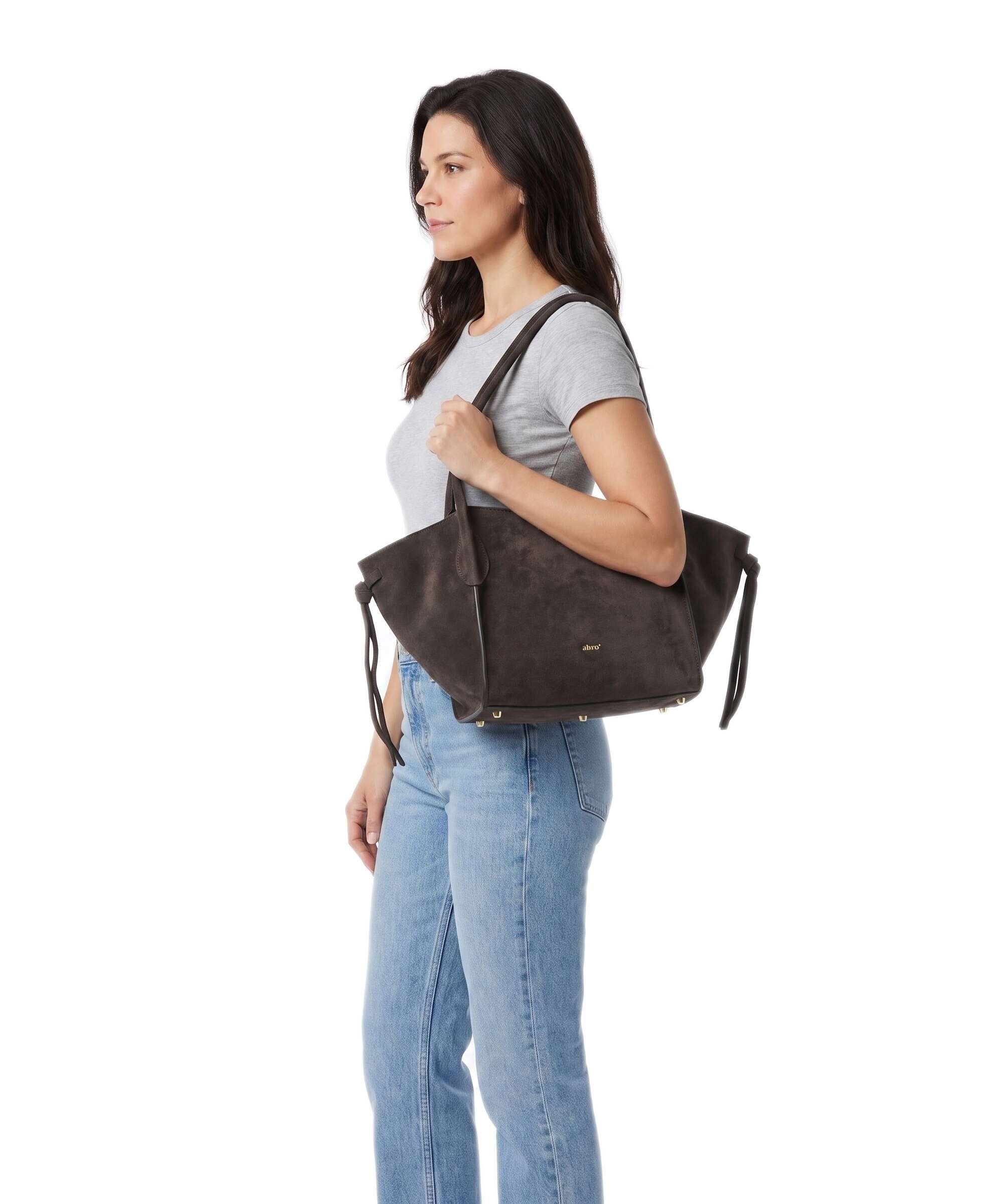 Abro Suede Vibe Small Shoulder bag dark brown