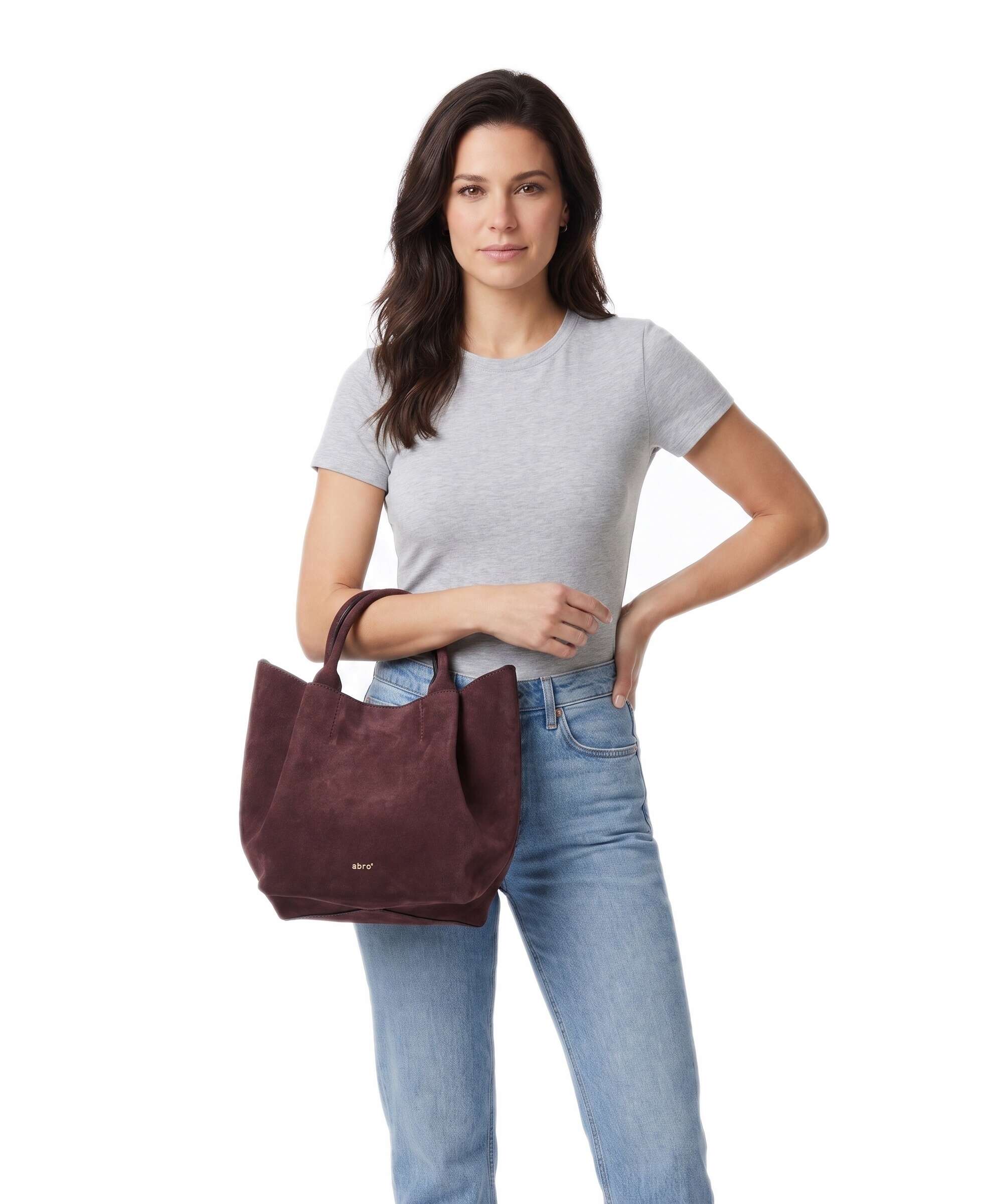 Abro Suede Essential Small Handbag burgundy