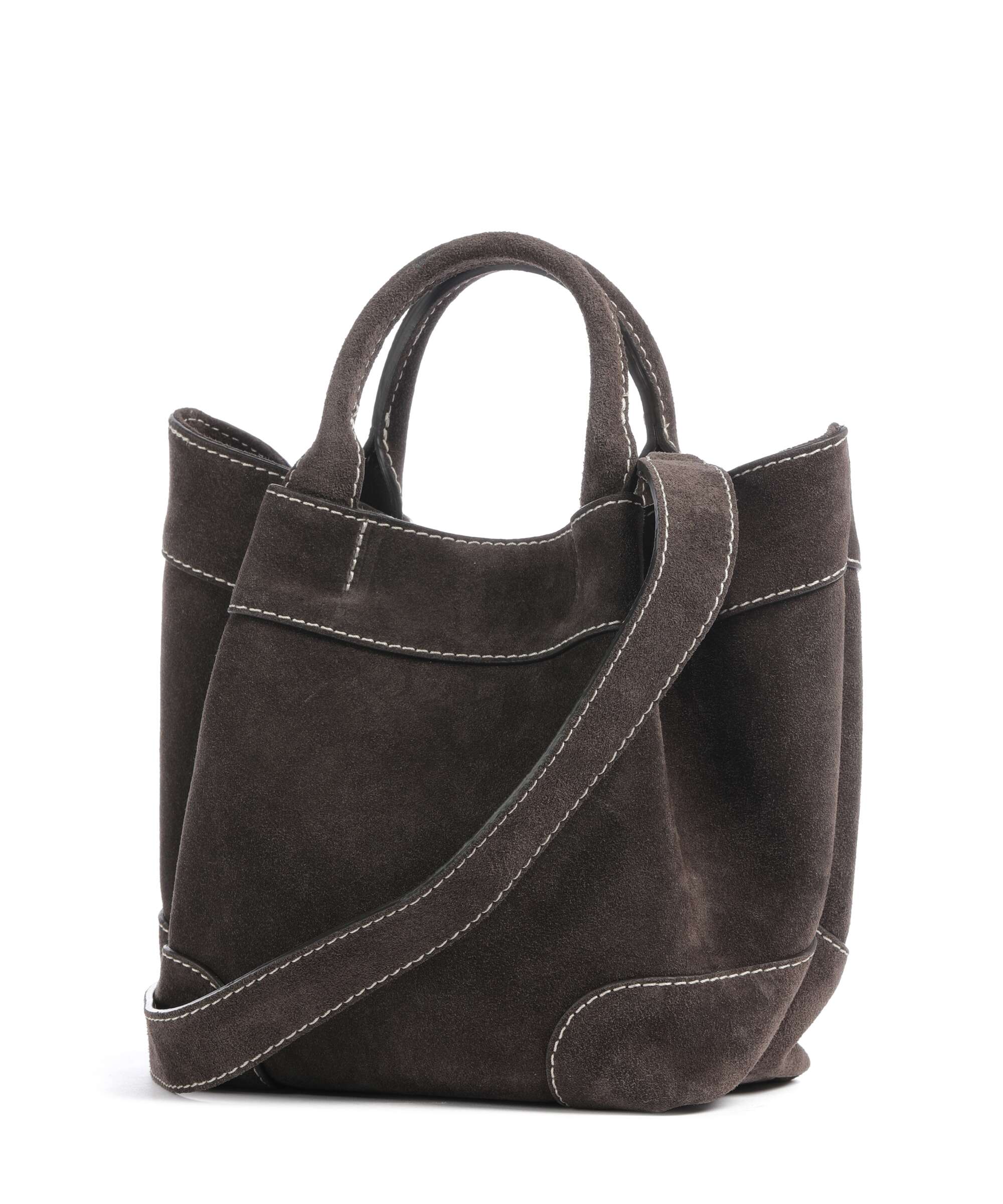 Abro Suede Essential Small Handbag dark brown