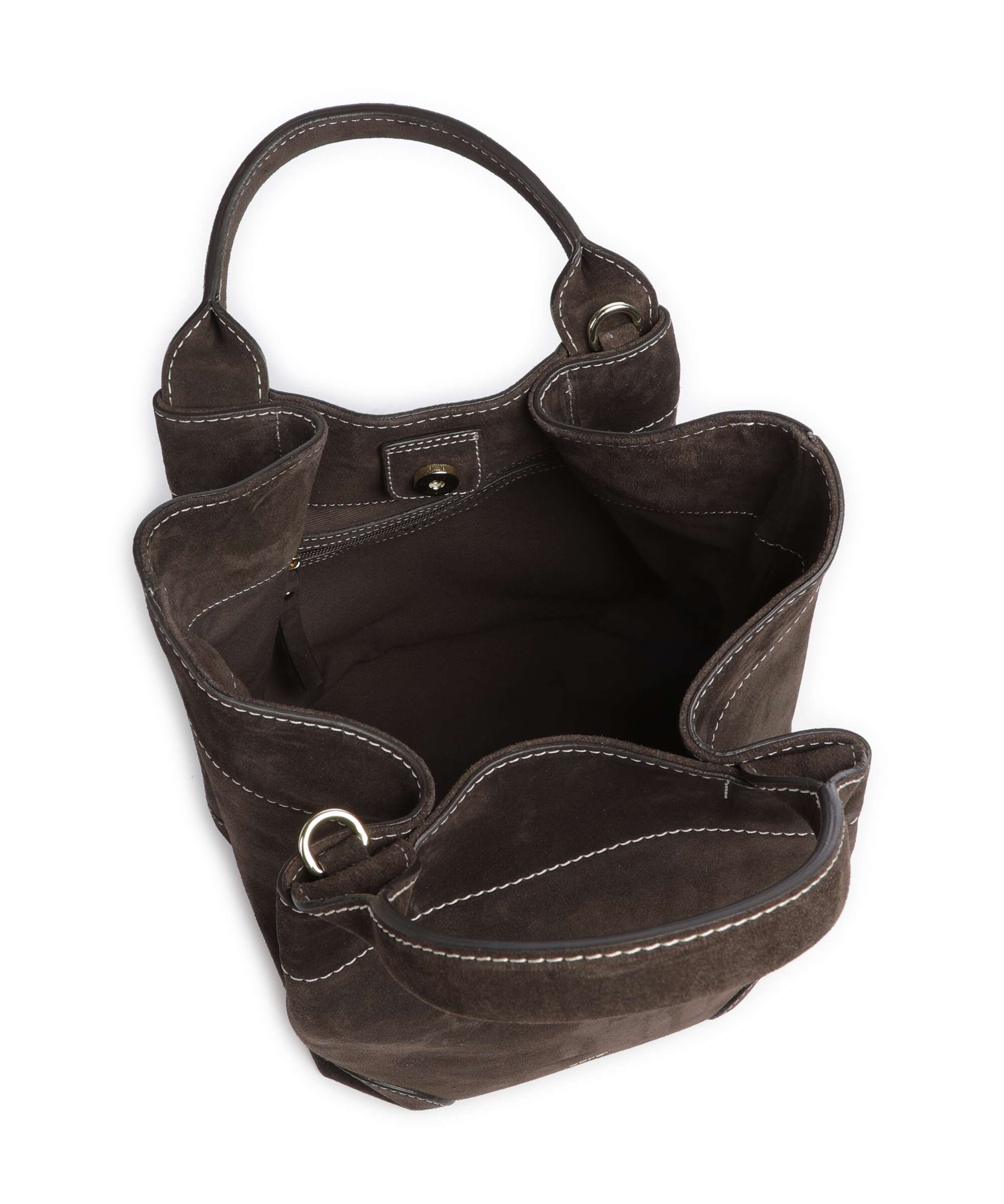 Abro Suede Essential Medium Handbag dark brown