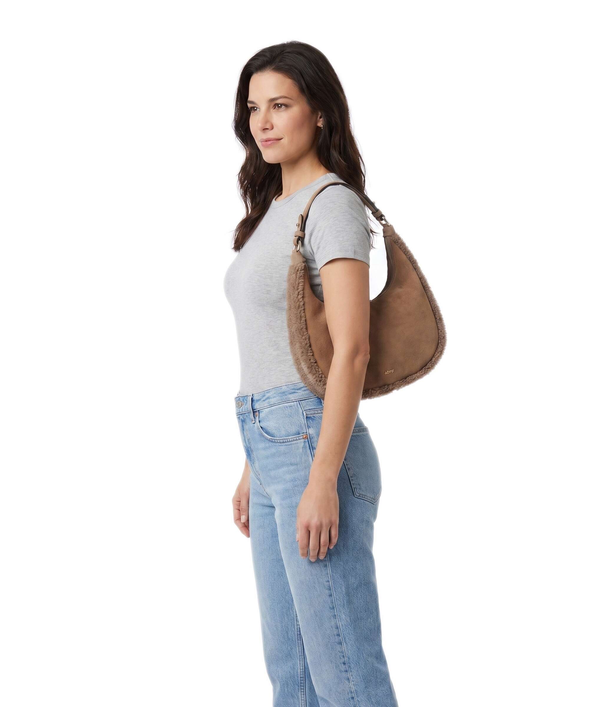 Abro Shearling Nana Mini Shoulder bag cappuccino