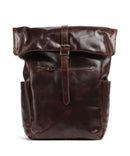 Buckle & Seam Crazy Horse Norman Rolltop backpack brown/dot