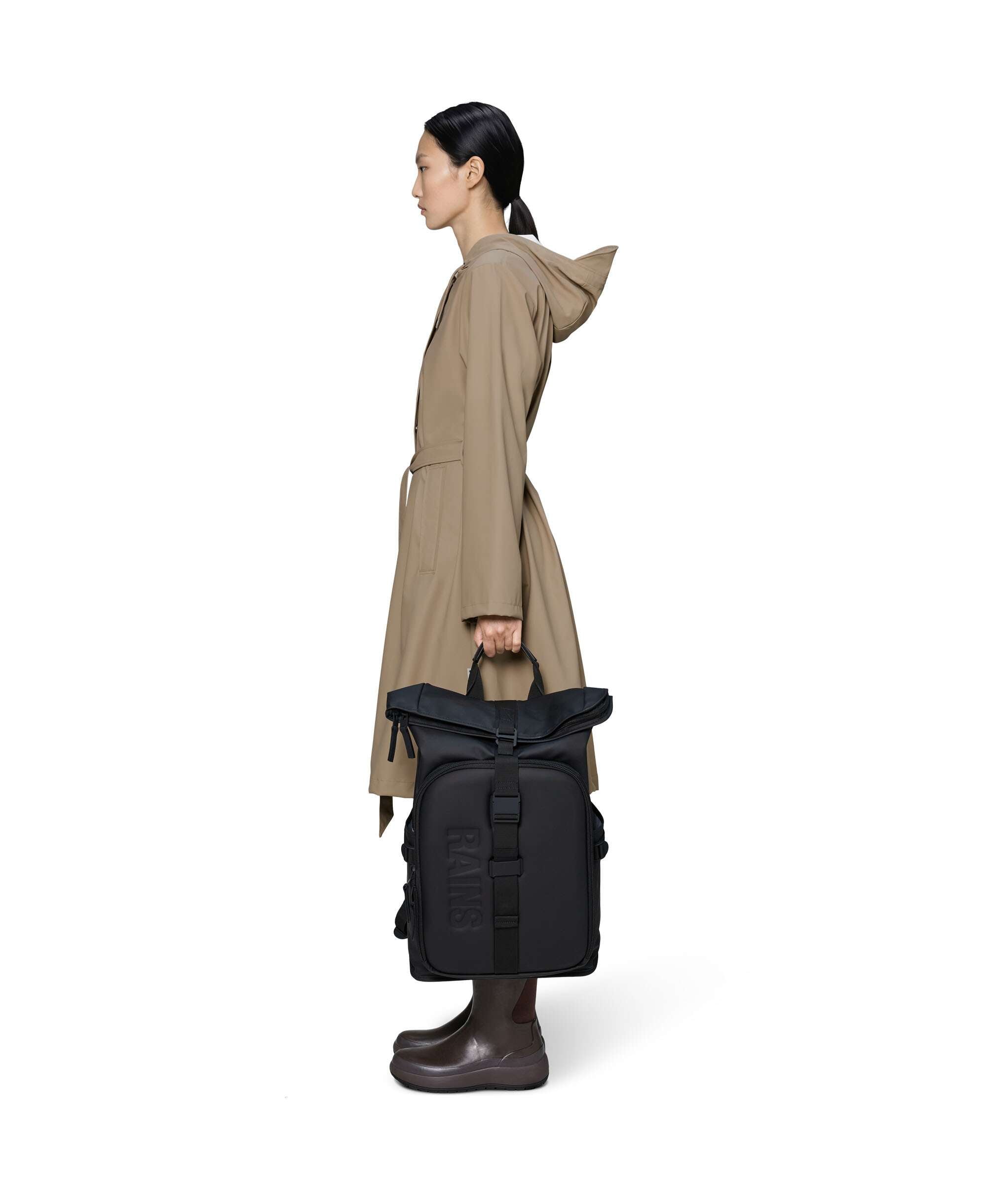 Rains Texel Moulded Rolltop backpack well