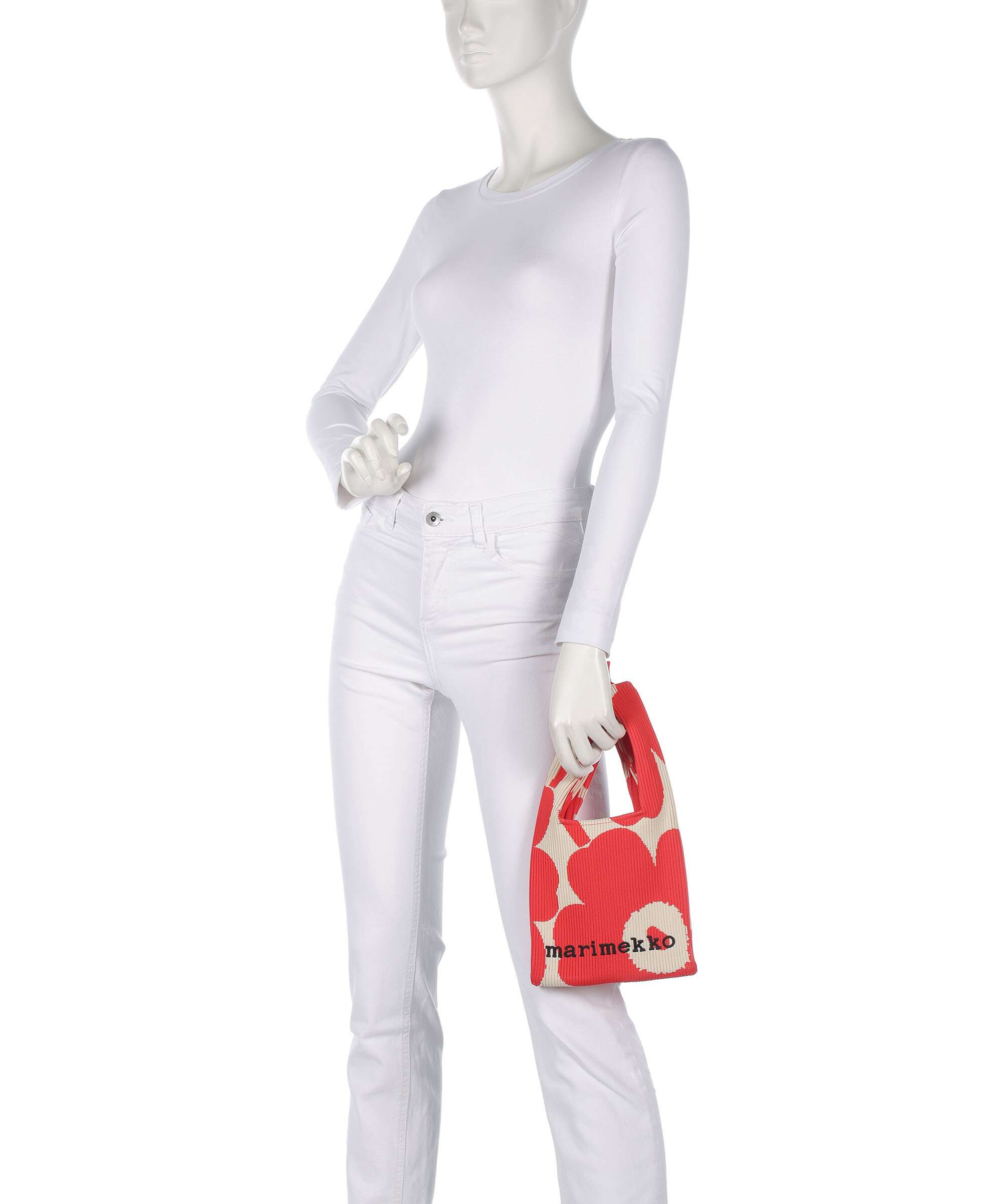 Marimekko Knitted Unikko Handbag pink/beige