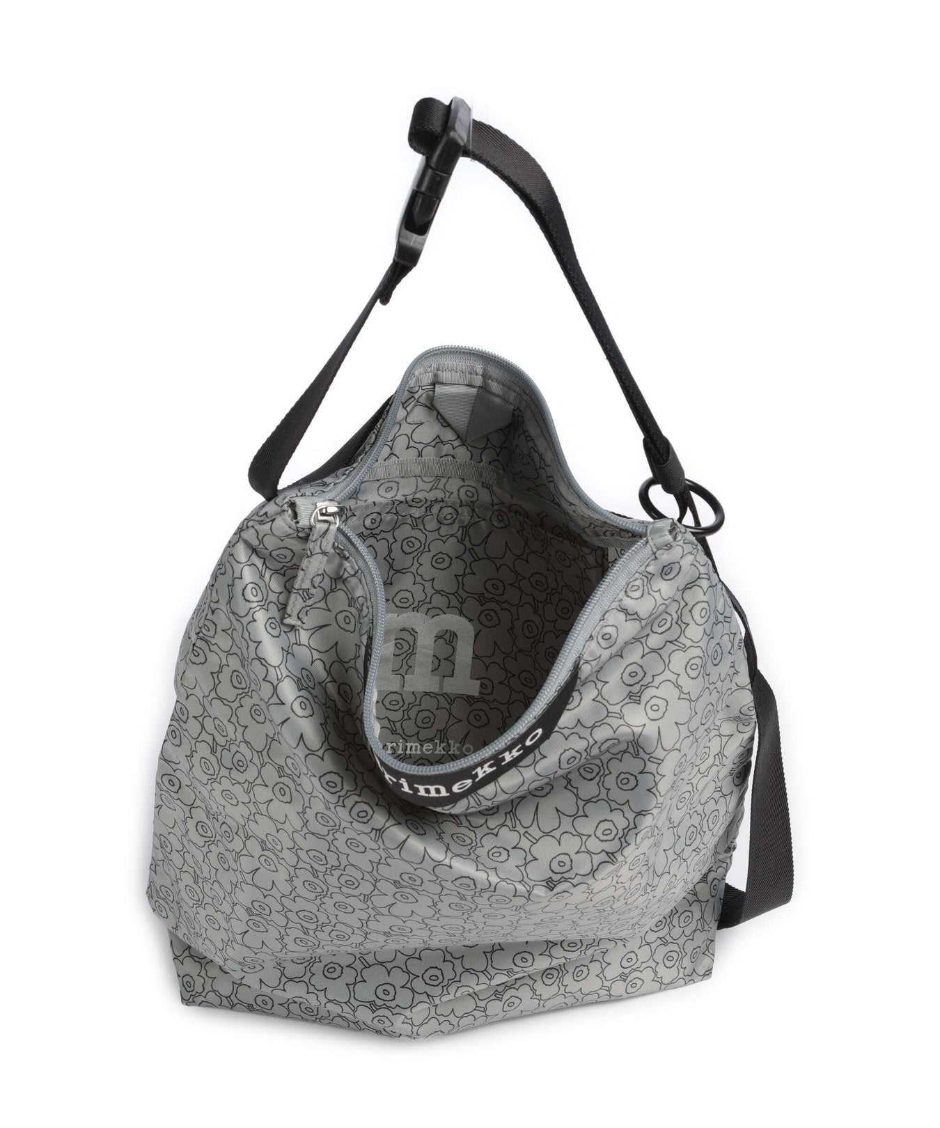 Marimekko Unikko Piirto Neat M Hobo bag grey/black