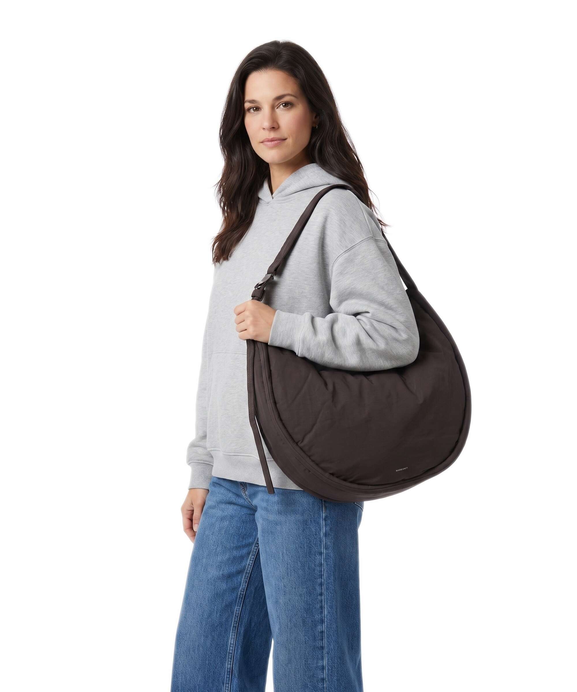 Sandqvist Curve L Hobo bag dark brown