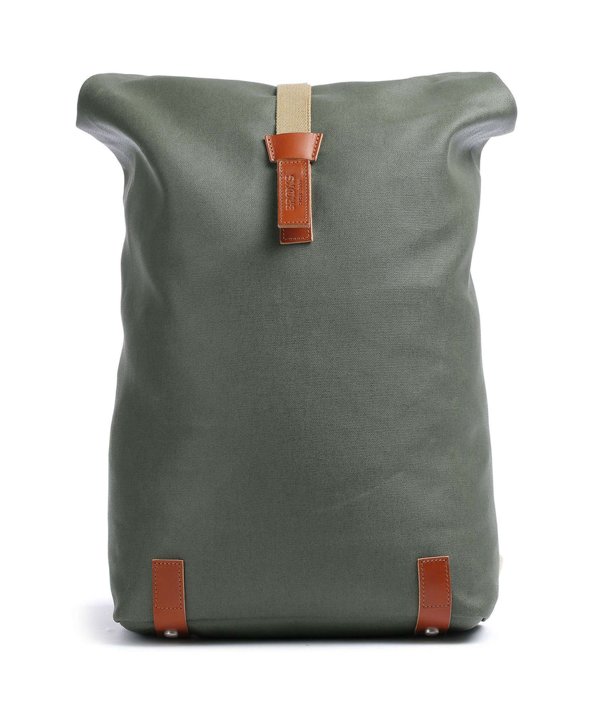 Brooks England Pickwick Cotton Canvas Large Rolltop backpack sage green/honey details