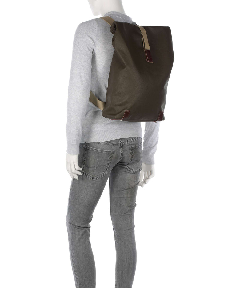 Brooks England Pickwick Patchwork Large Rolltop backpack moss