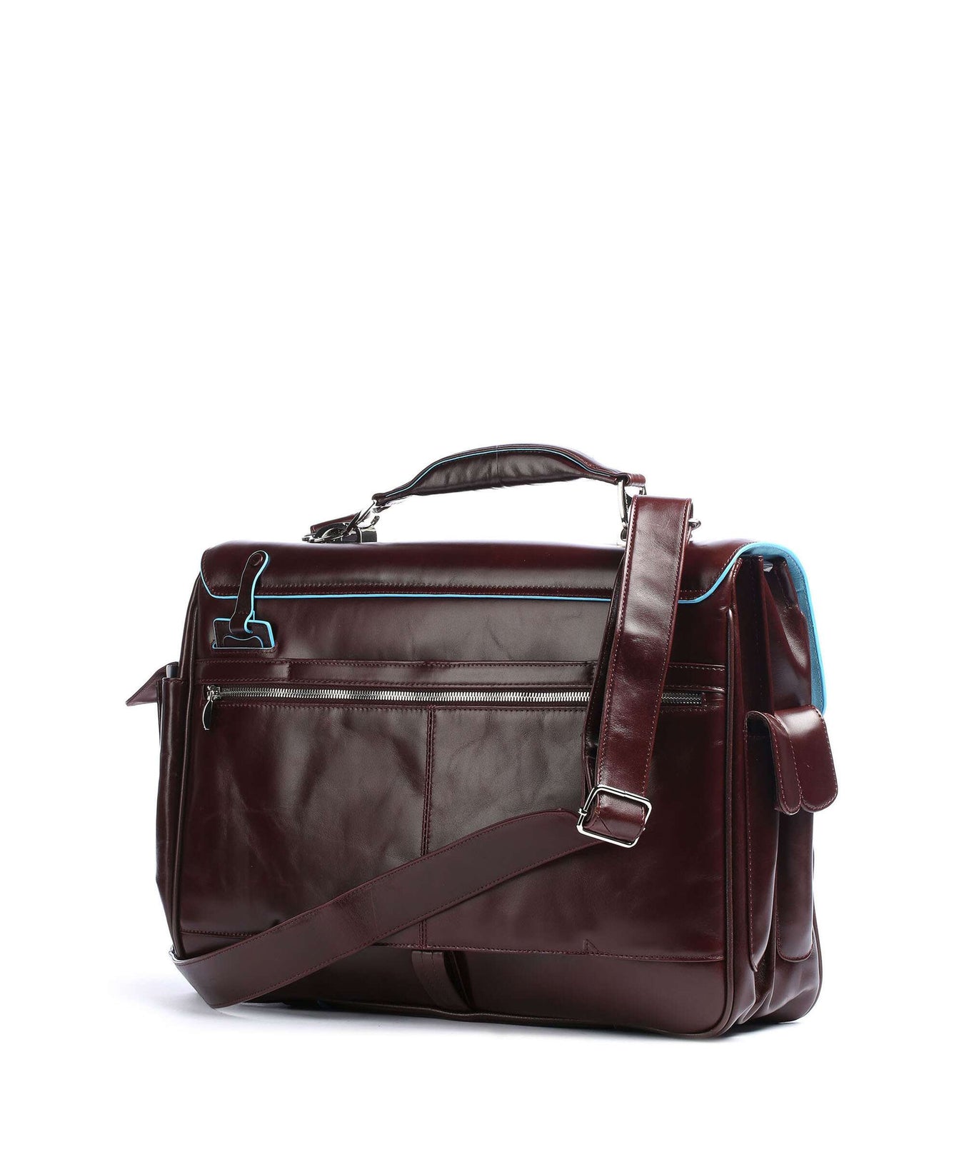Piquadro Blue Square Briefcase mahogany