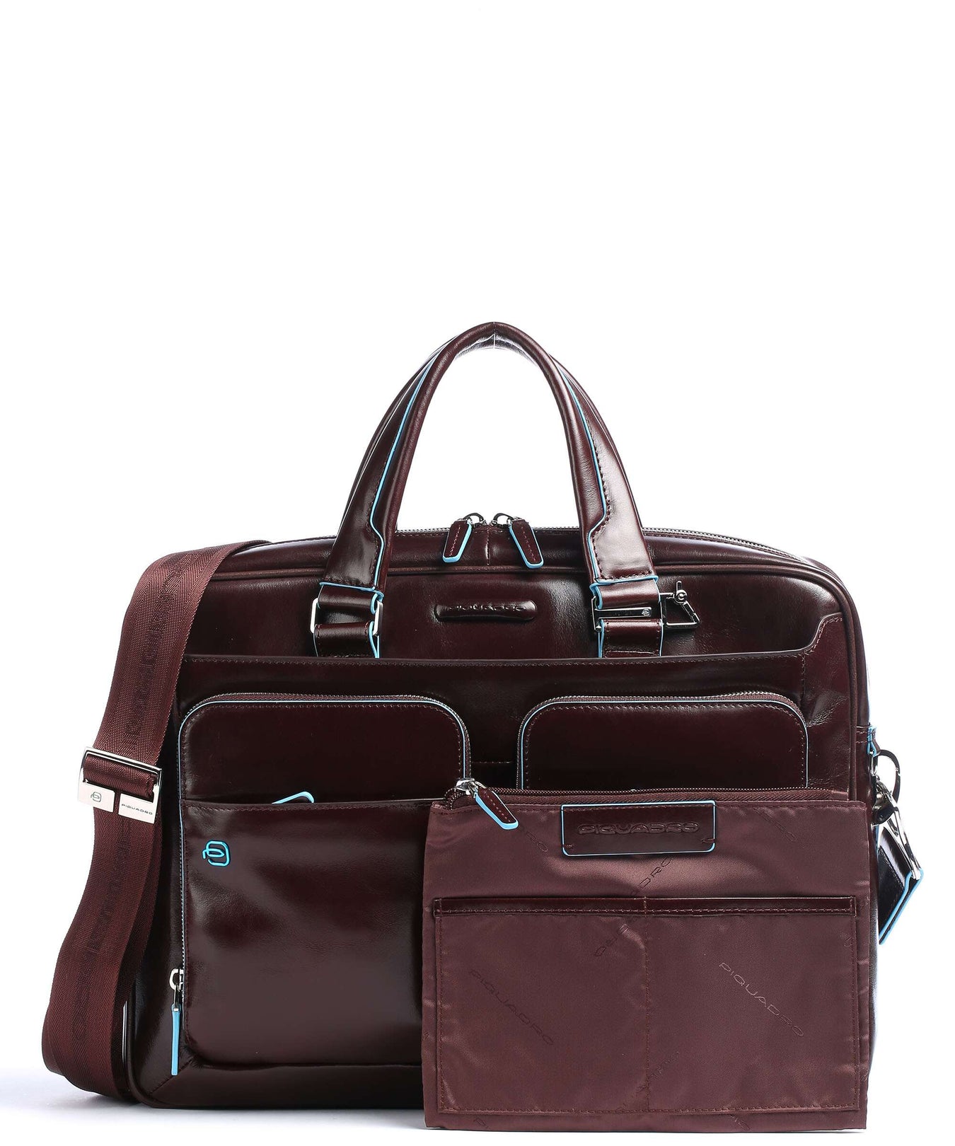 Piquadro Blue Square Briefcase mahogany