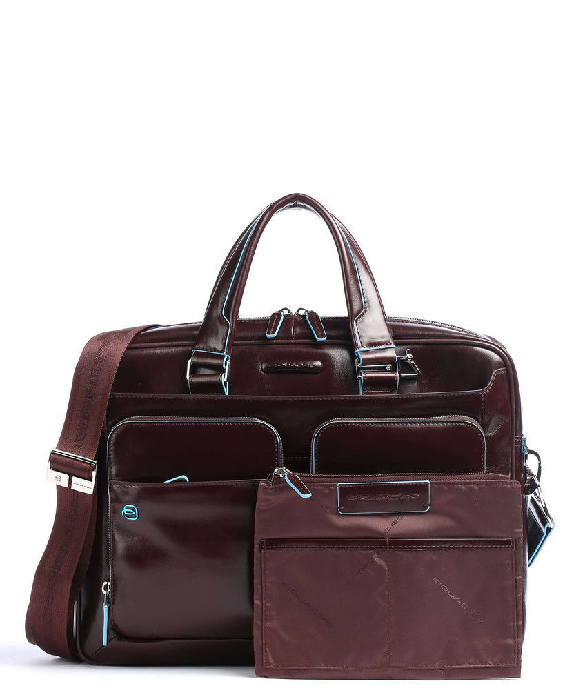 Piquadro Blue Square Briefcase mahogany