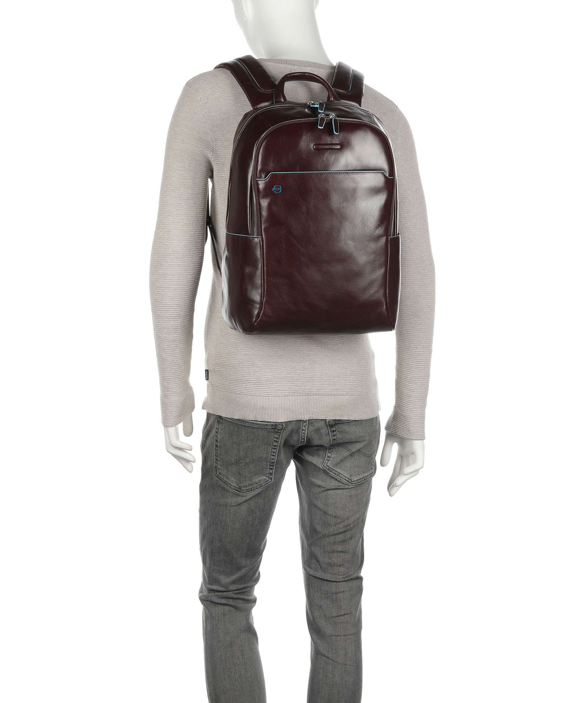 Piquadro Blue Square Laptop backpack mahogany
