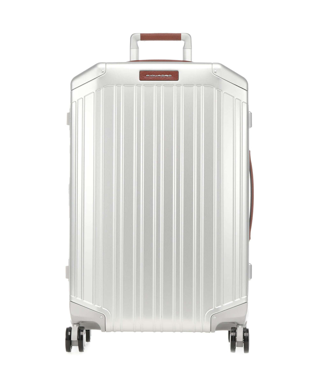 Piquadro Alu Spinner (4 wheels) grey/hide