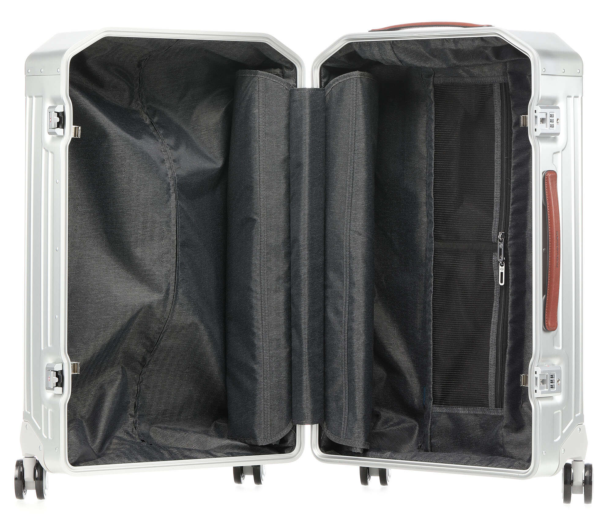 Piquadro Alu Spinner (4 wheels) grey/hide