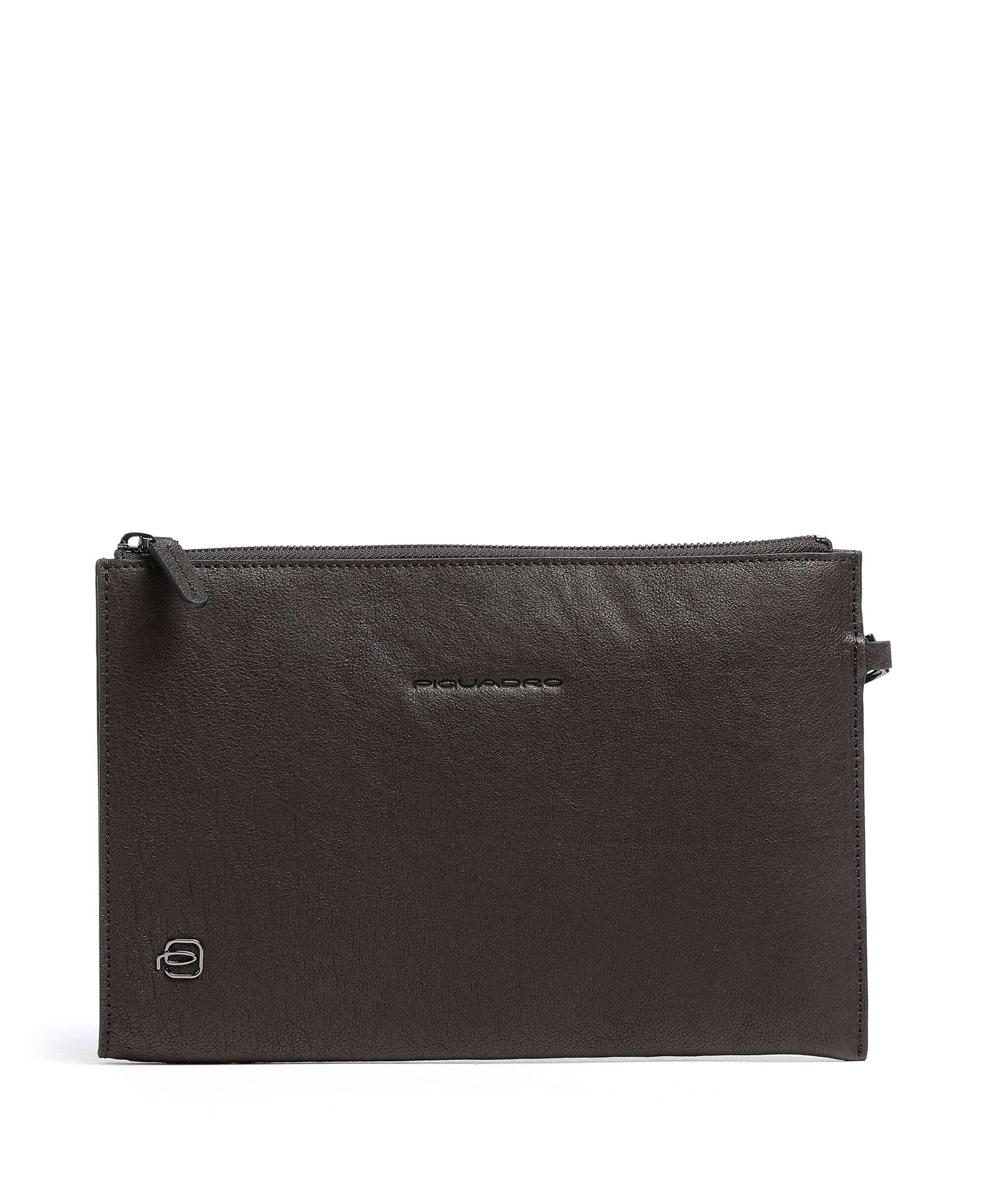 Piquadro Black Square Wristlet dark brown