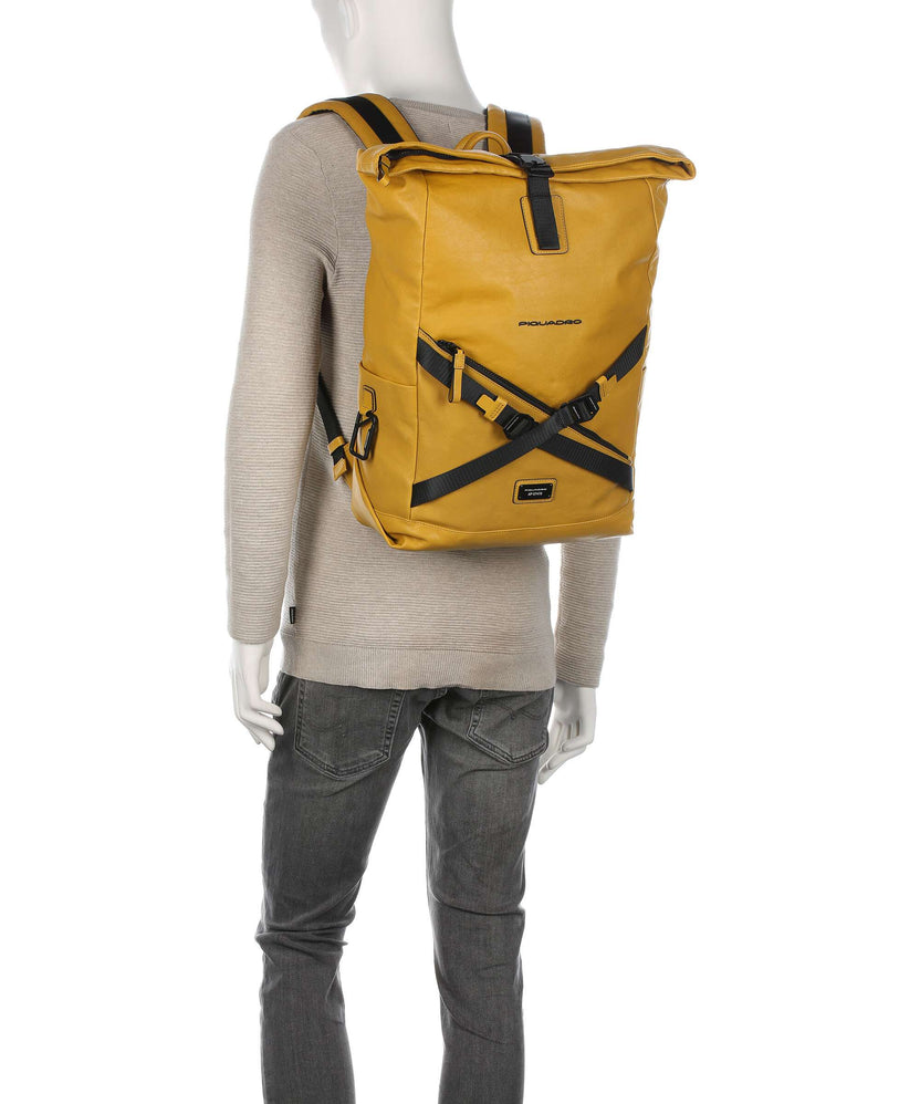 Piquadro Harper RFID Rolltop backpack yellow