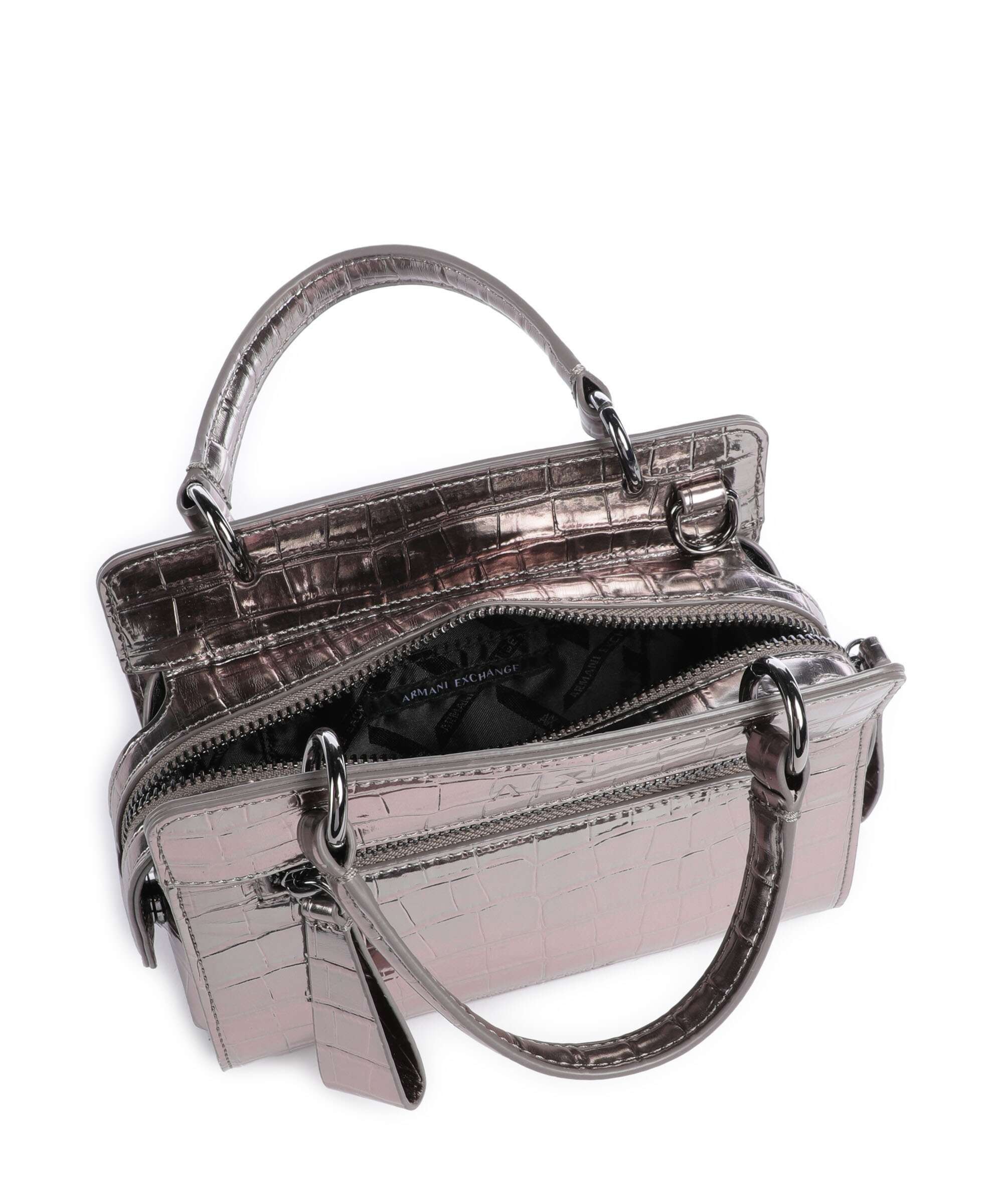 Armani Exchange Diane Mini Croco Crossbody bag gunmetal