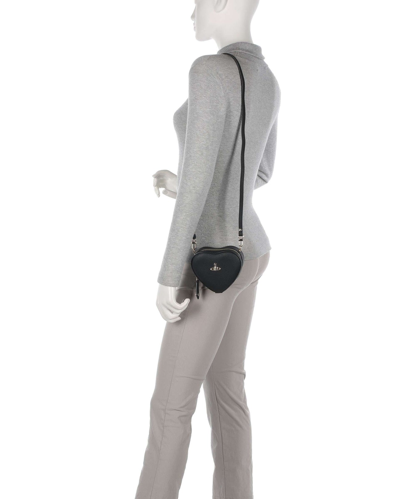 Vivienne Westwood Heart Saffiano Biogreen Mini Crossbody bag black