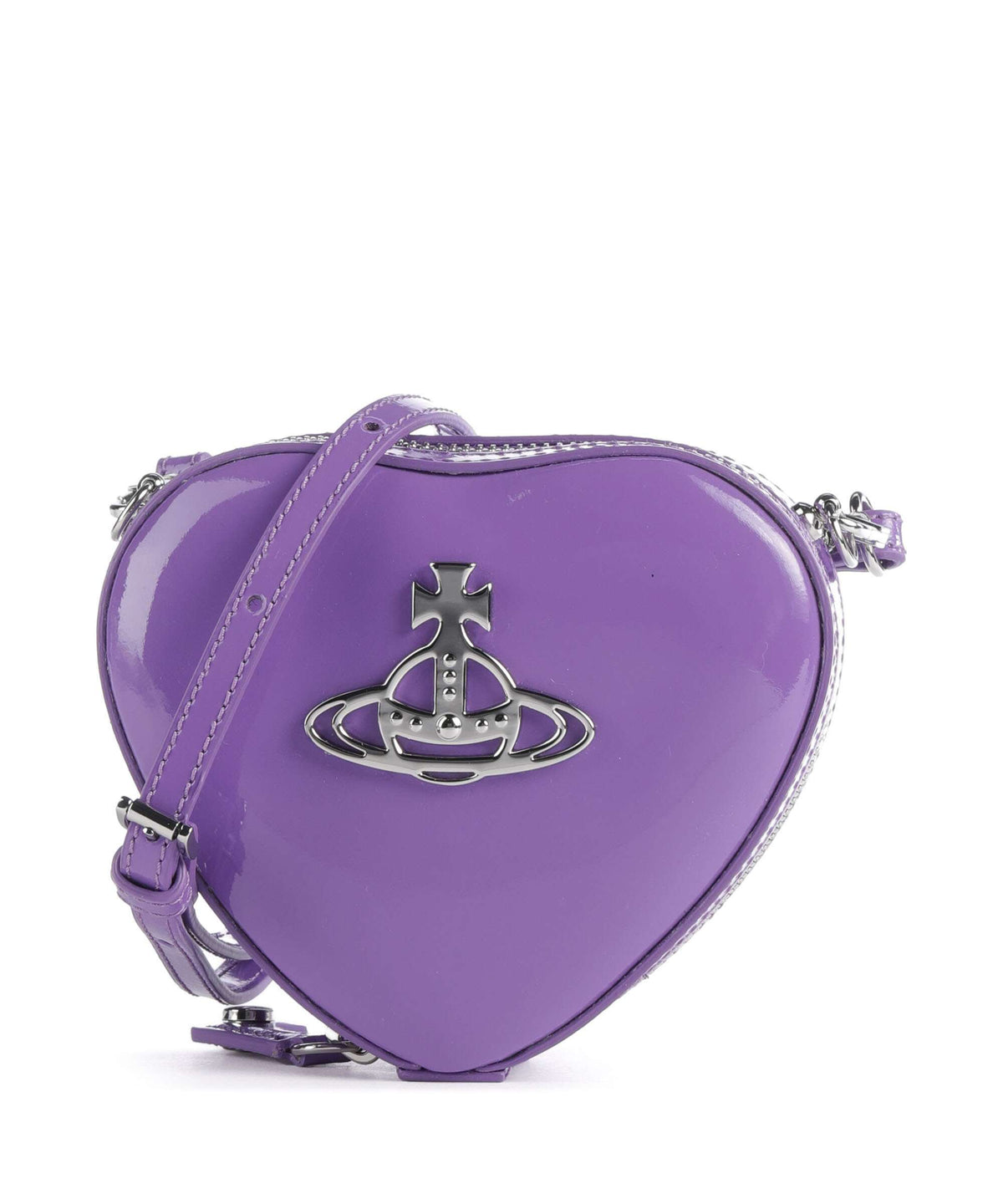Vivienne Westwood Heart Shiny Patent Mini Crossbody bag purple
