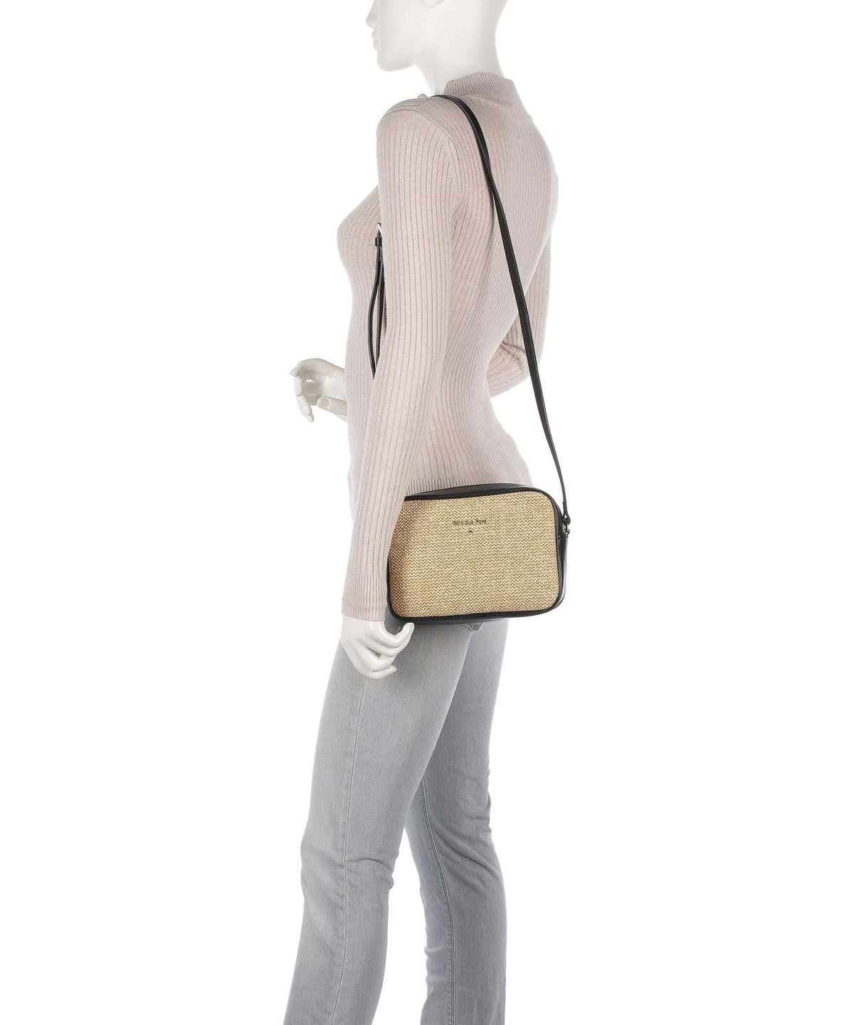 Patrizia Pepe Straw Crossbody bag black/natural