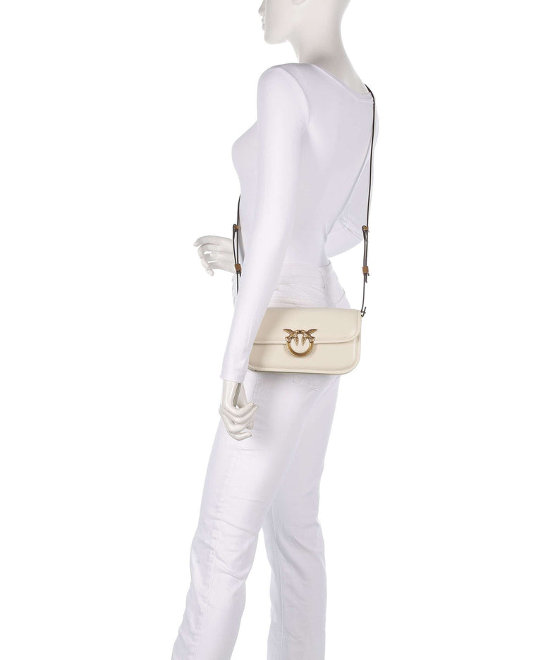 Pinko Love Box Baguette Shoulder bag bianco seta/antique gold