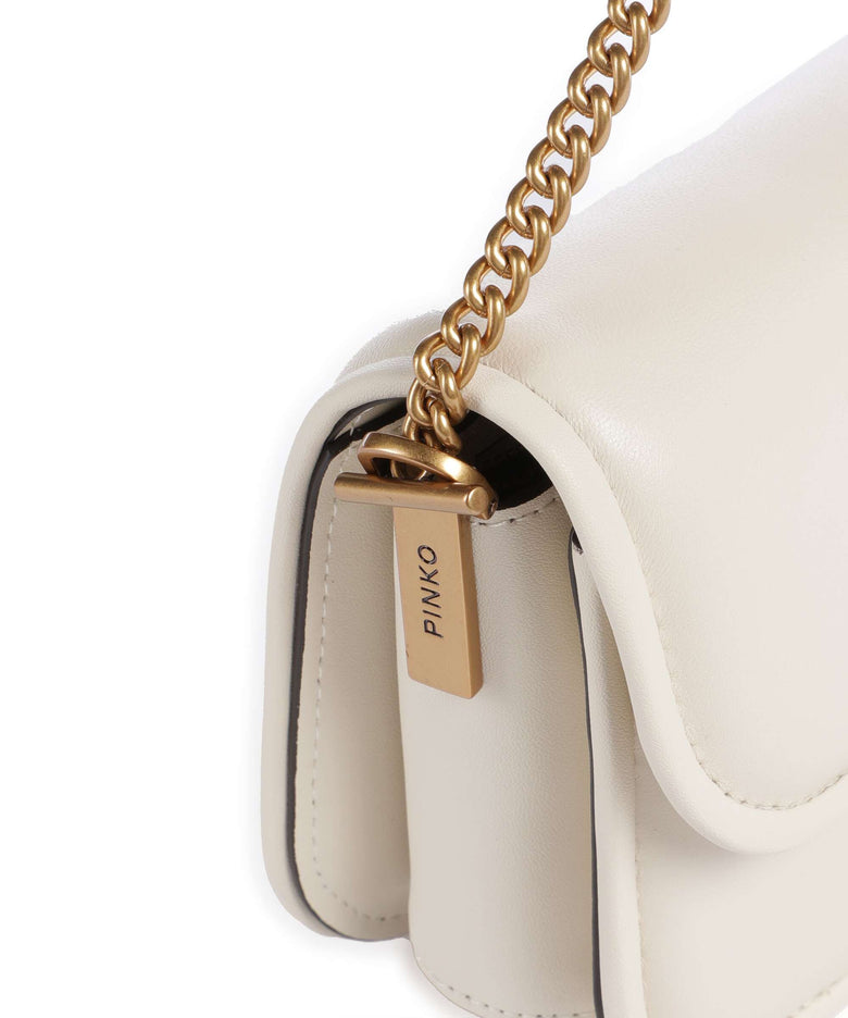 Pinko Love Box Baguette Shoulder bag bianco seta/antique gold