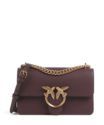 Pinko Love One Mini Taška přes rameno cioccolato amaro/antique gold