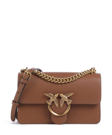Pinko Love One Mini Taška přes rameno marrone/leone/antique gold