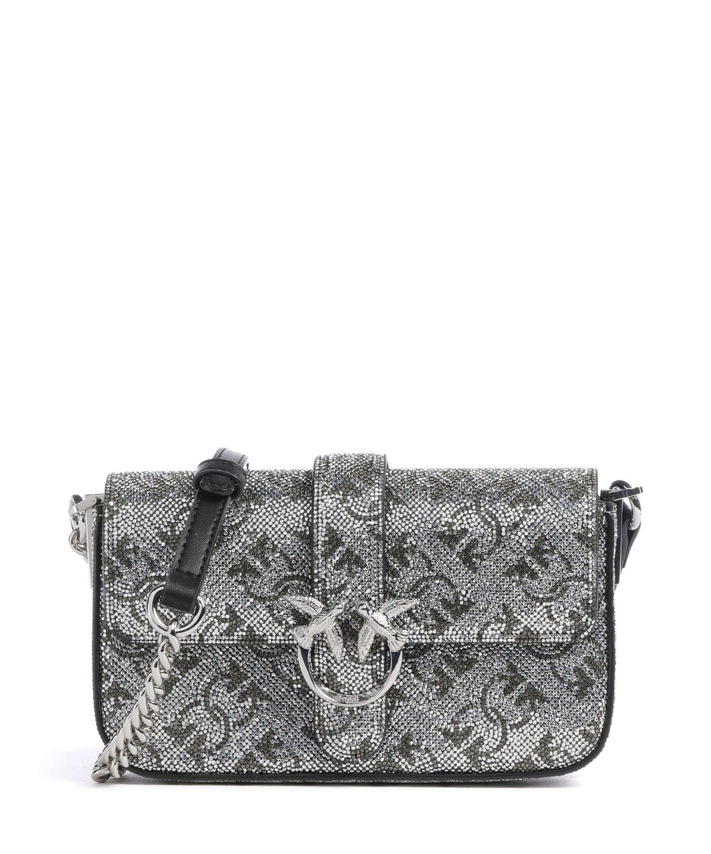 Pinko Love One Baby Slouchy Crossbody bag argento/nickel lucido