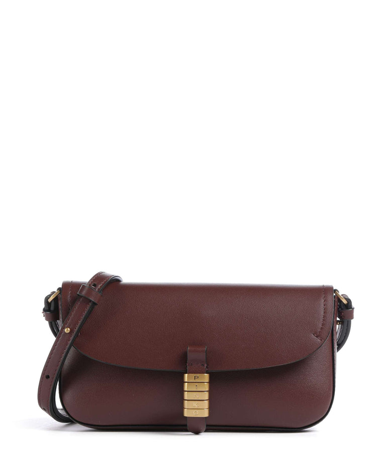 Pinko Saddle Flat Crossbody bag rosso vino/antique gold