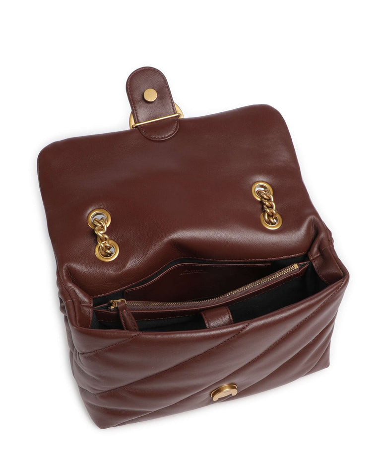 Pinko Love Puff Classic Shoulder bag rosso vino/antique gold