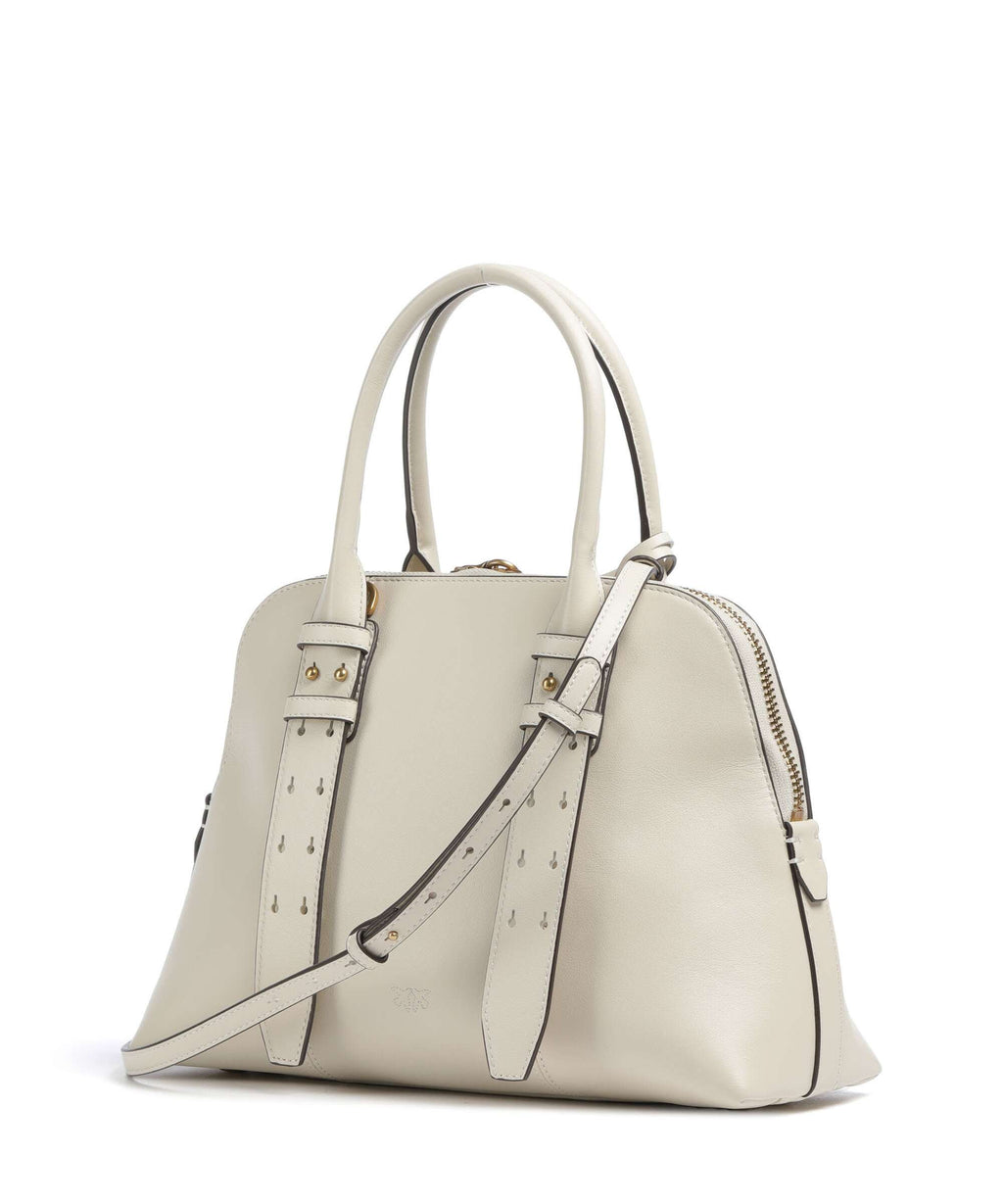 Pinko Bowling Medium Handbag bianco seta/antique gold