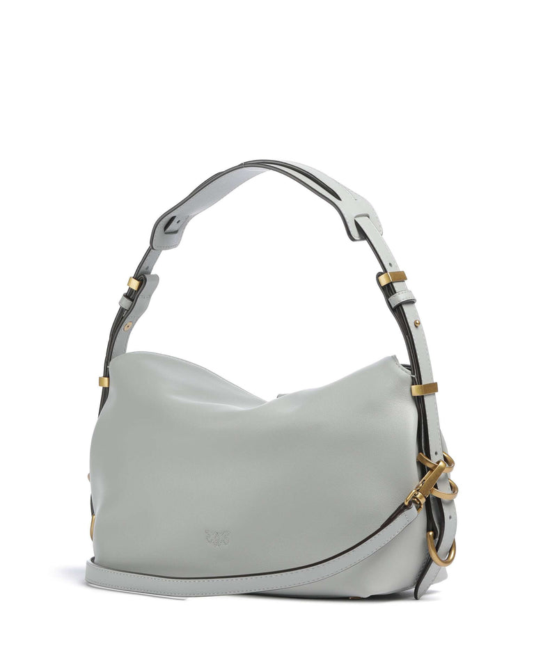 Pinko Saddle Horizontal Mini Shoulder bag grigio perla/antique gold